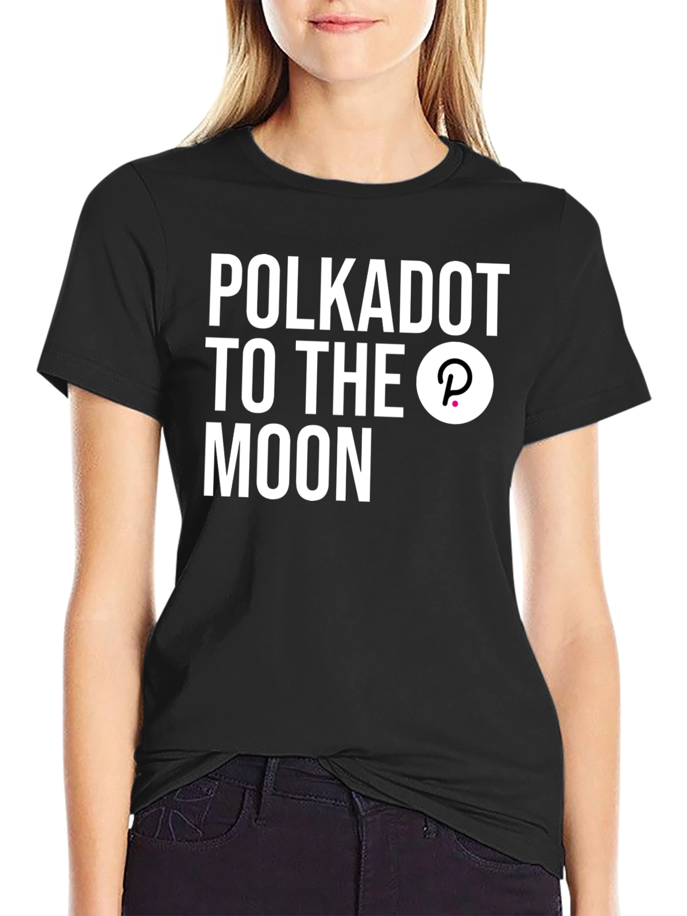Polkadot Crypto To The Moon Black T-Shirt