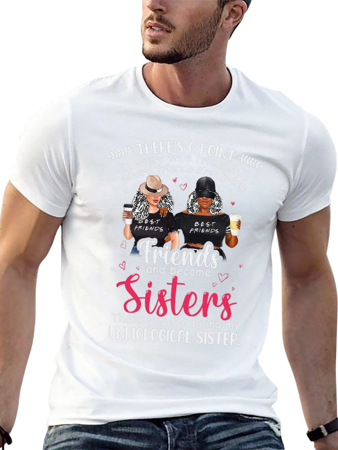 Best Friends Unbiological Sister Graphic T-Shirt