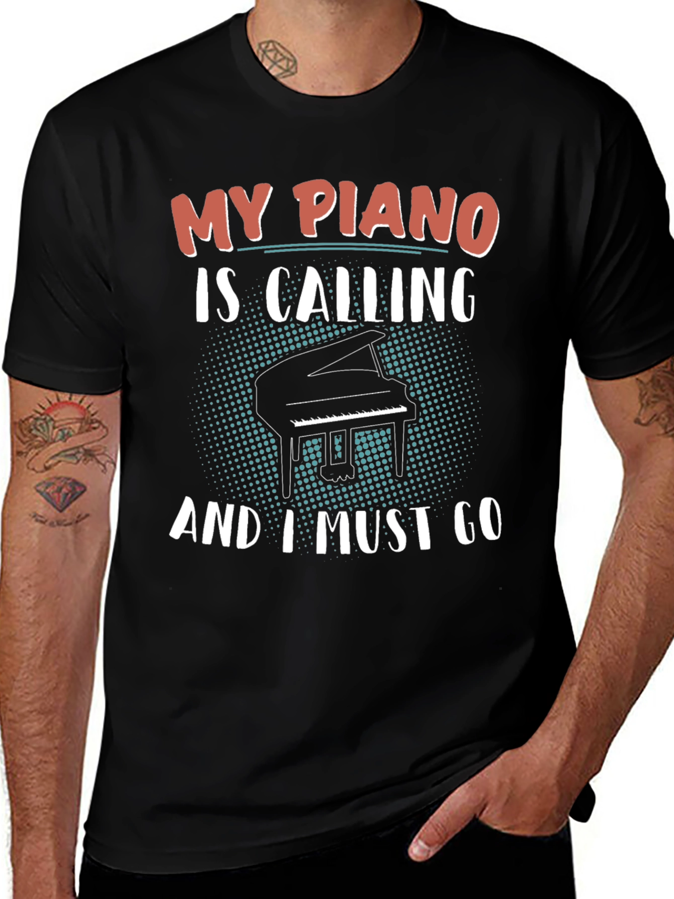 My Piano Is Calling Black T-Shirt