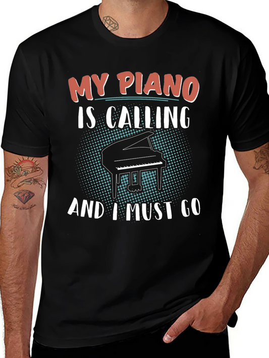 My Piano Is Calling Black T-Shirt