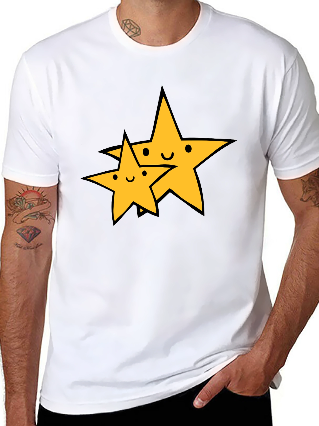 Cute Star Duo Black T-Shirt