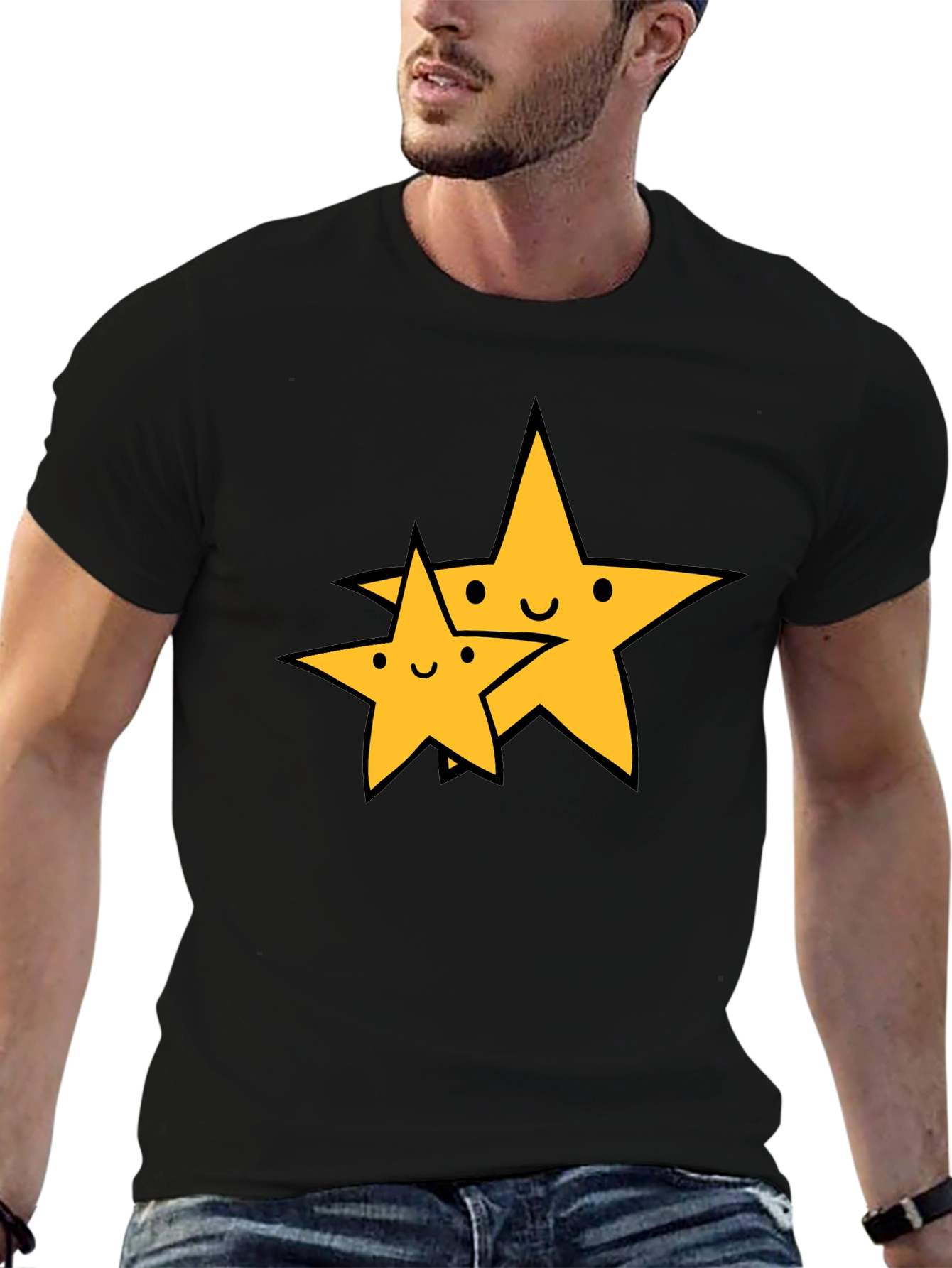 Cute Star Duo Black T-Shirt