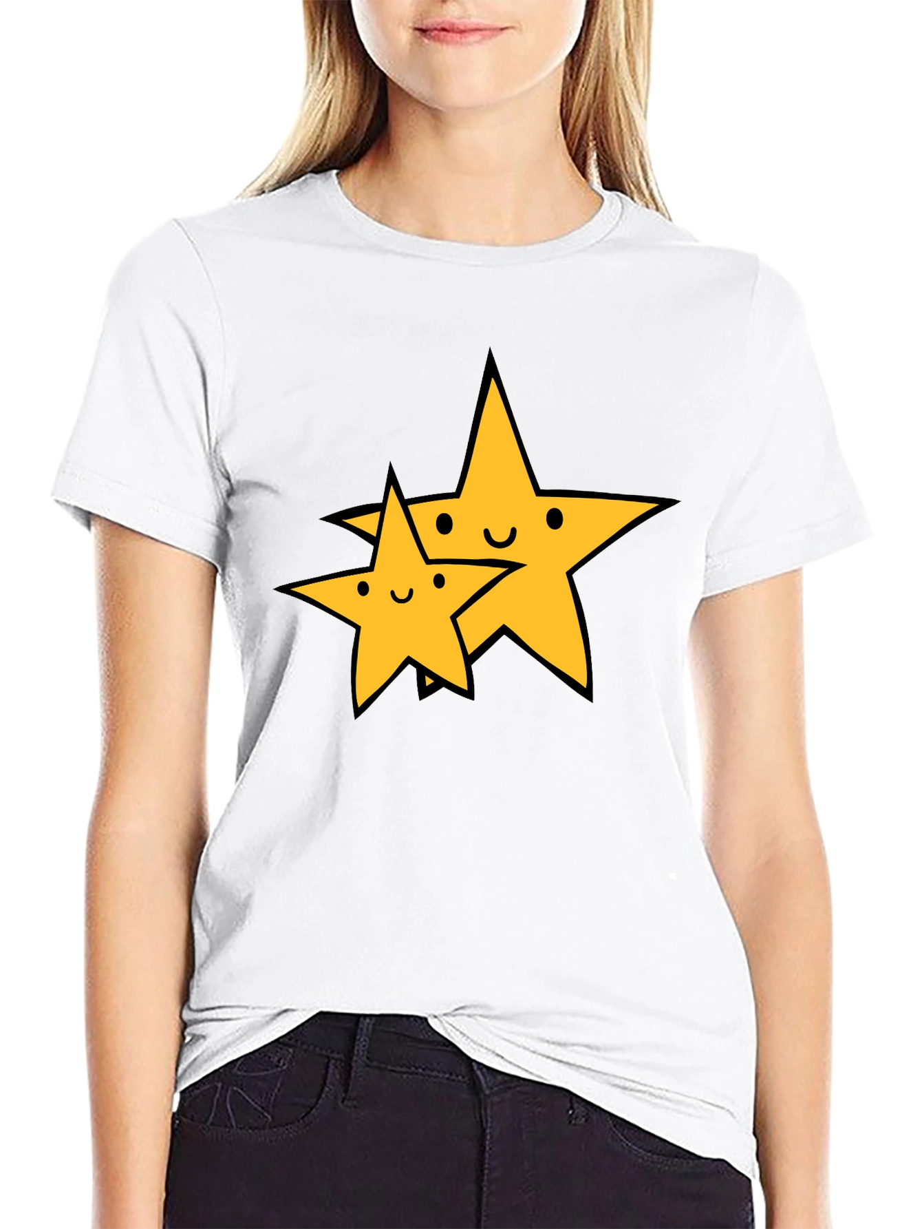 Cute Star Duo Black T-Shirt