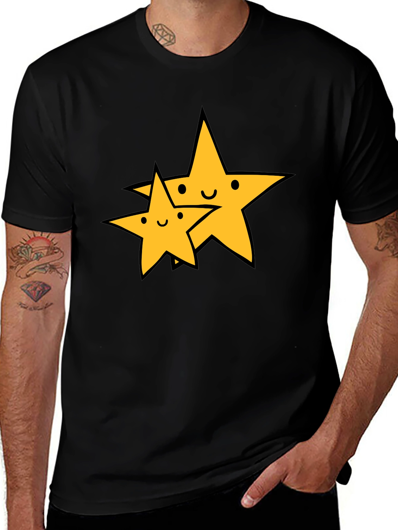 Cute Star Duo Black T-Shirt