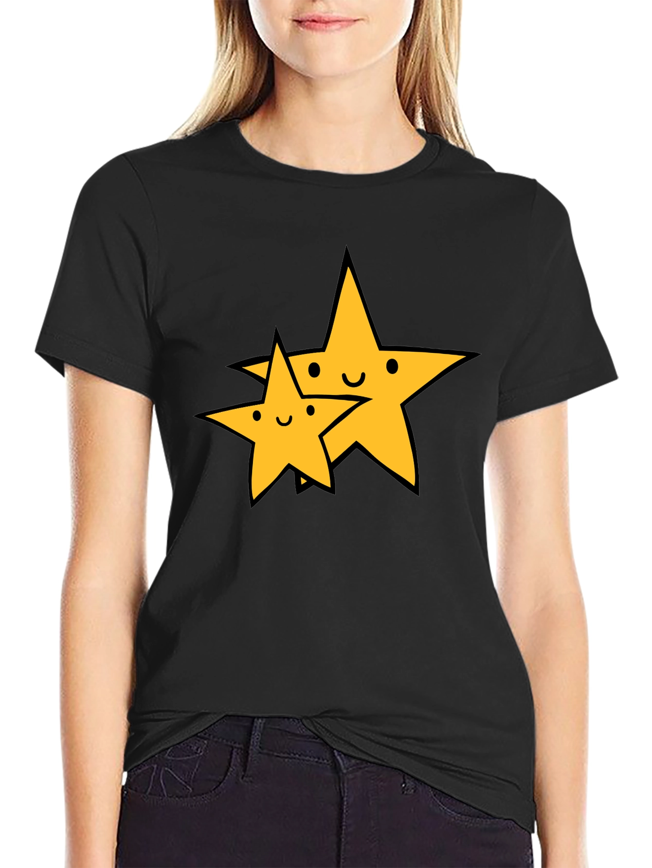 Cute Star Duo Black T-Shirt