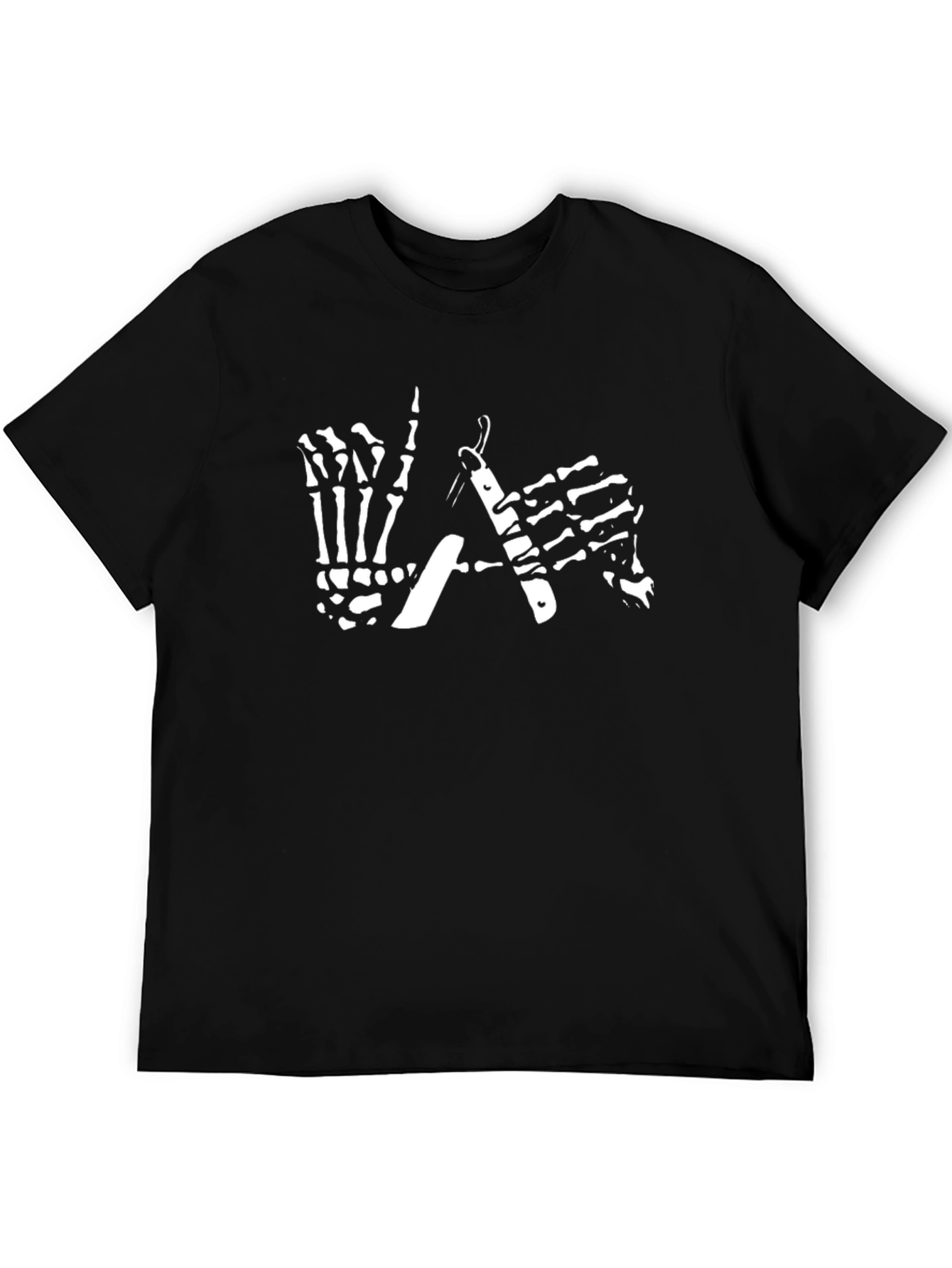 Skeleton Hands Barber Black T-Shirt