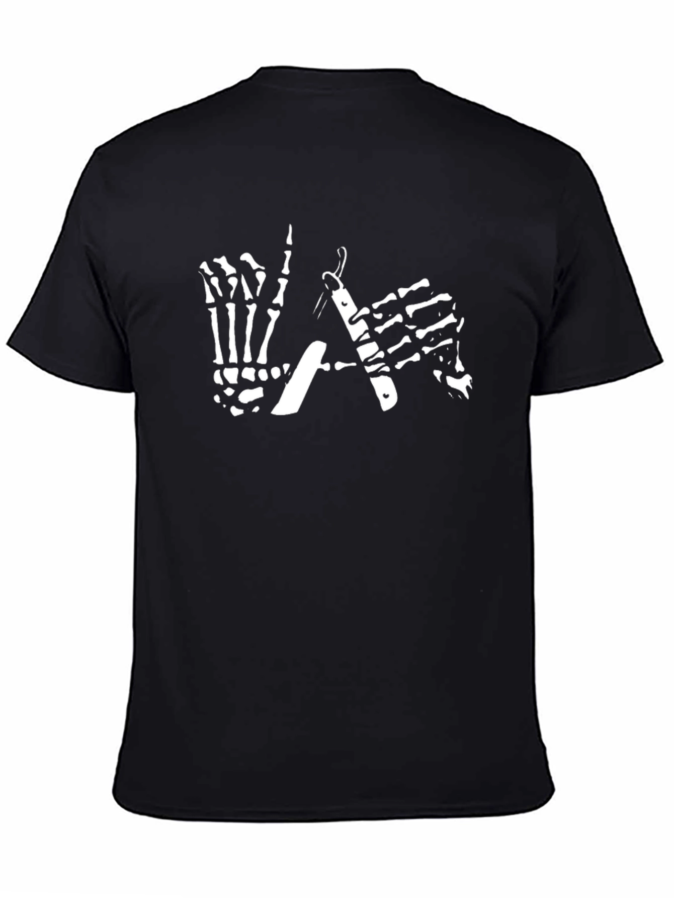 Skeleton Hands Barber Black T-Shirt