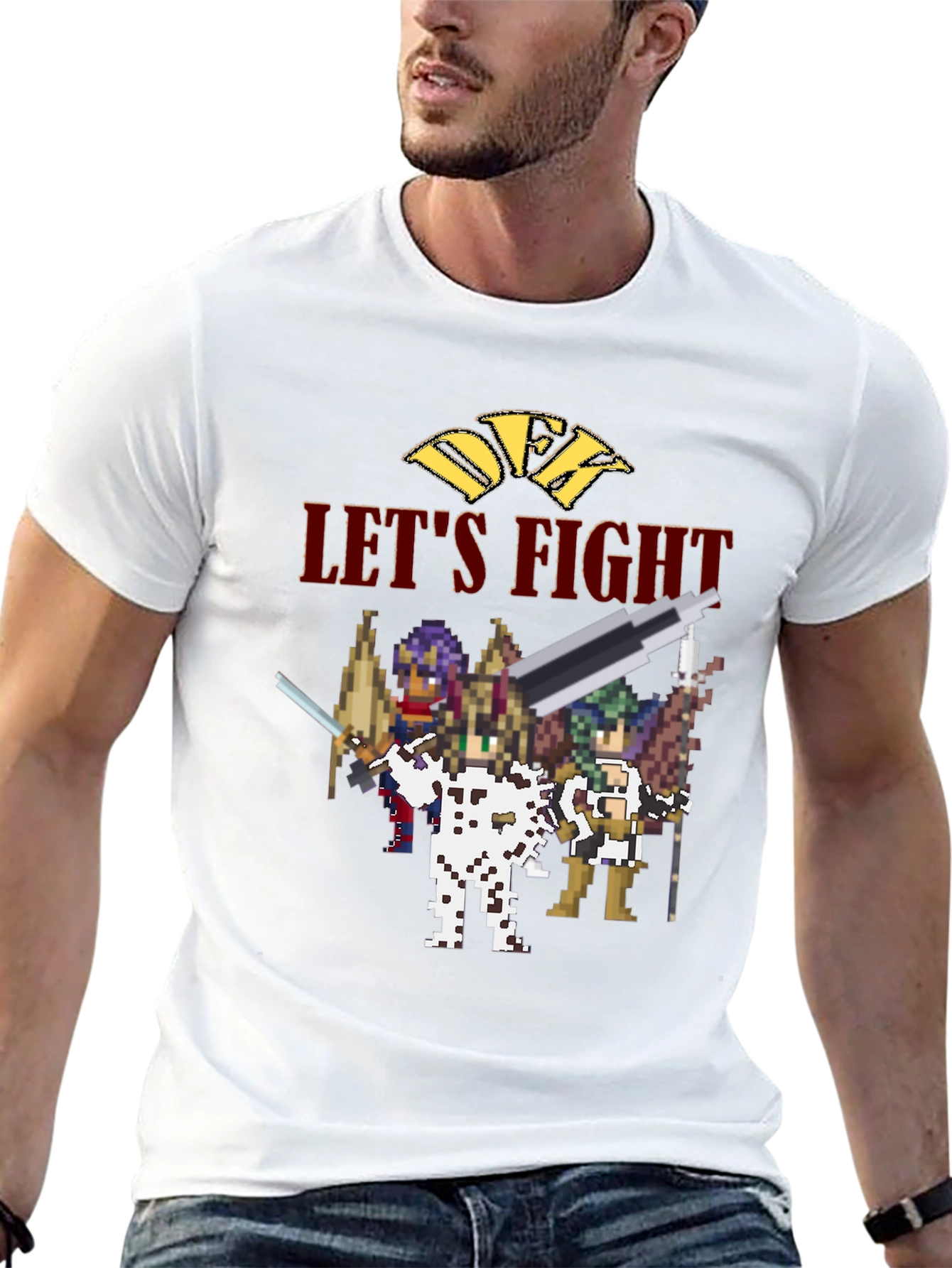 Retro Pixel Art Lets Fight Black T-Shirt
