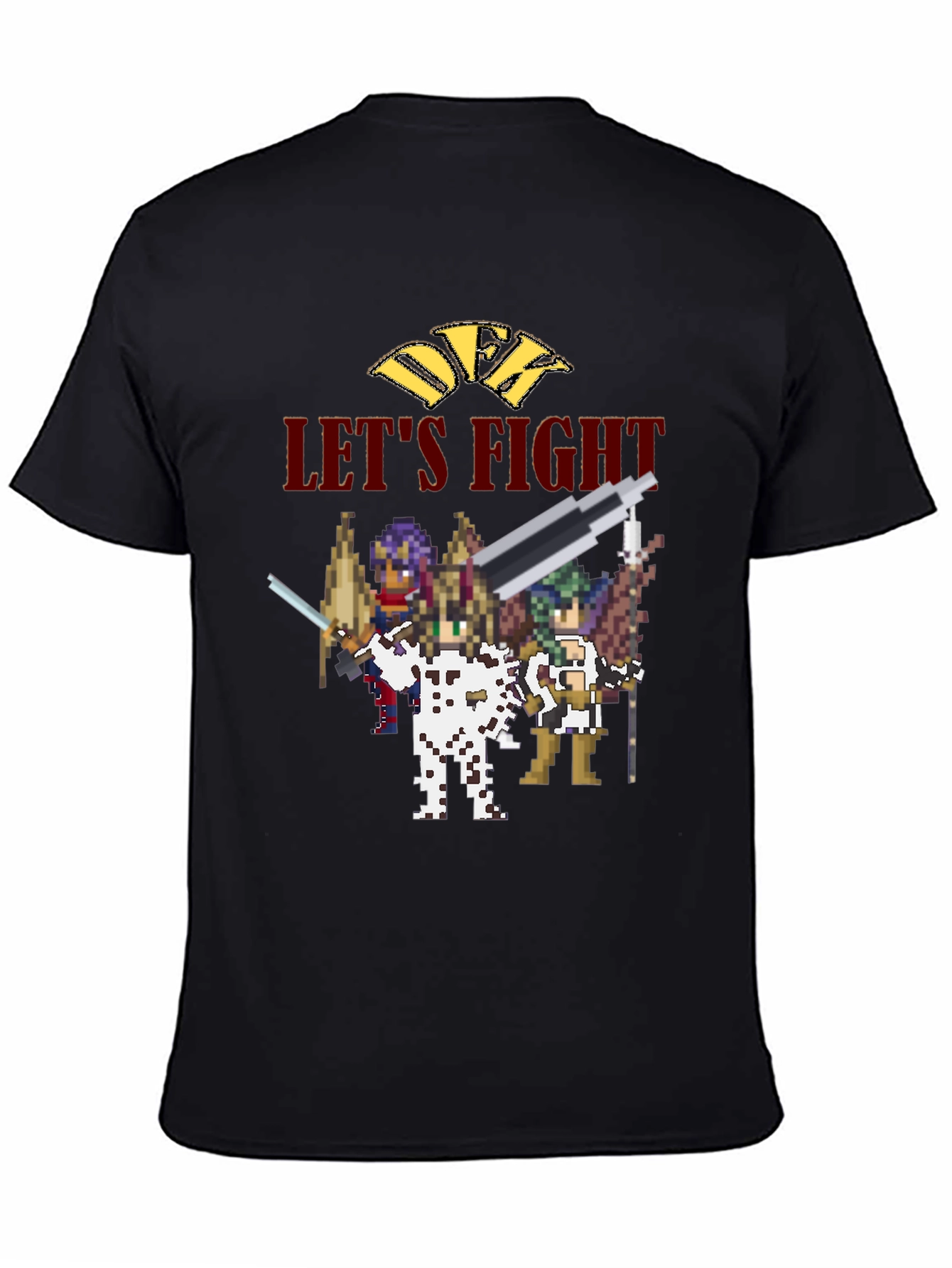 Retro Pixel Art Lets Fight Black T-Shirt