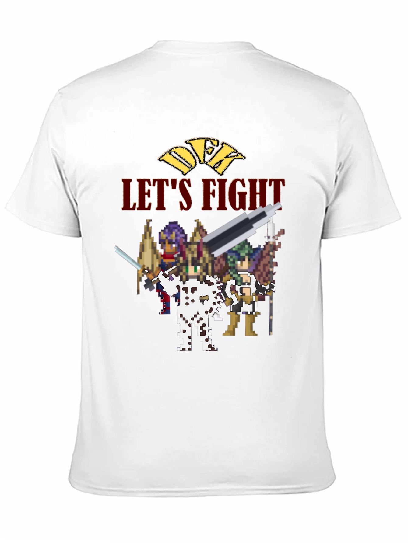 Retro Pixel Art Lets Fight Black T-Shirt