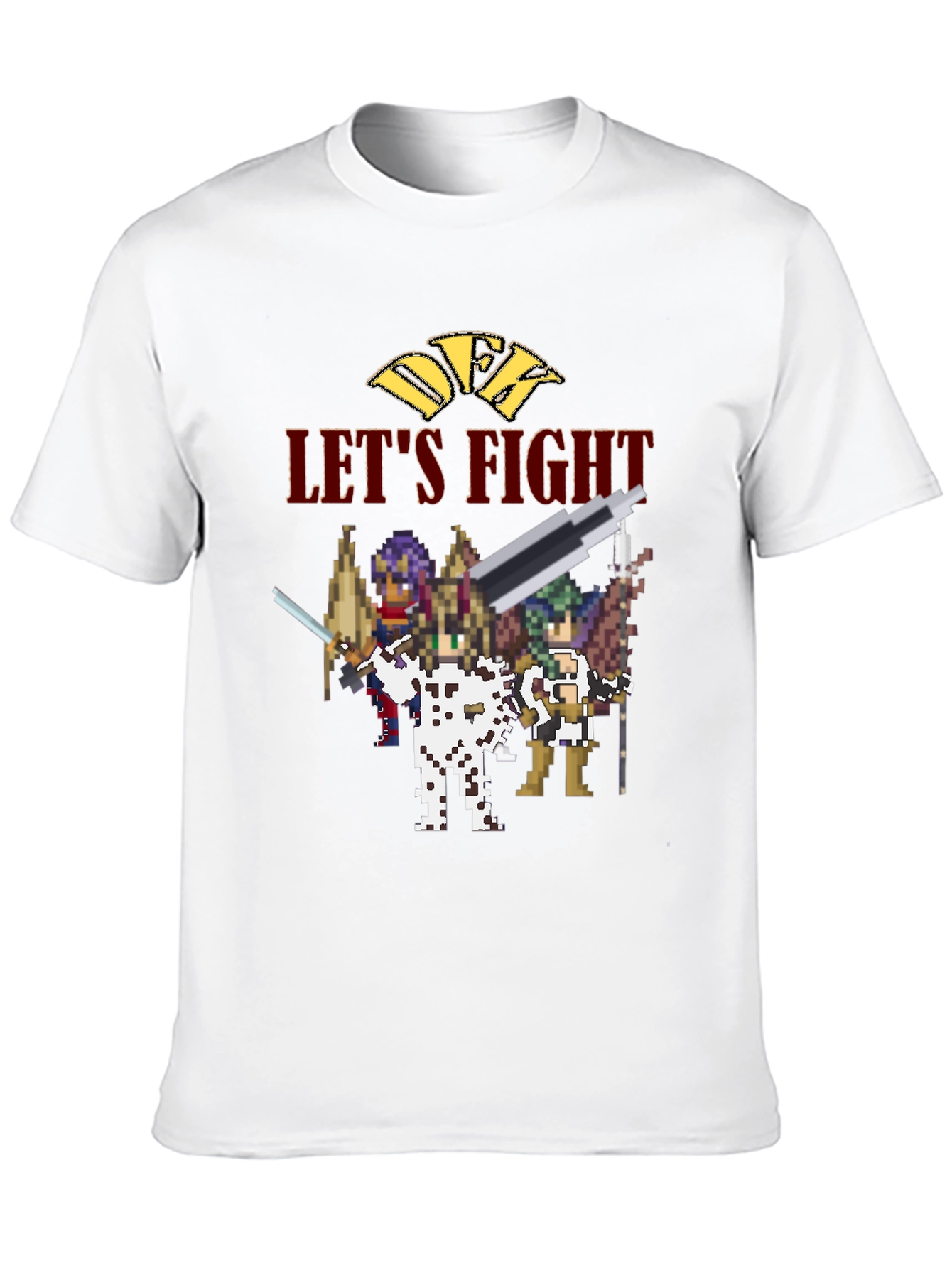 Retro Pixel Art Lets Fight Black T-Shirt