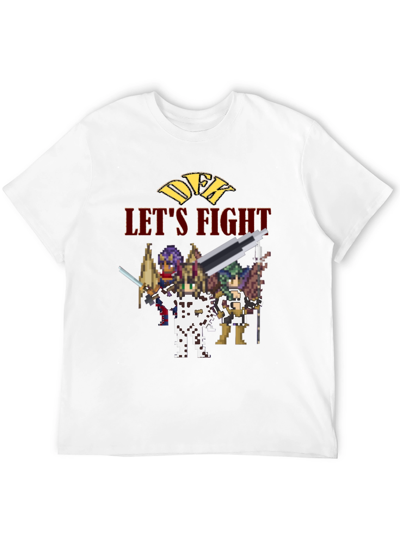 Retro Pixel Art Lets Fight Black T-Shirt