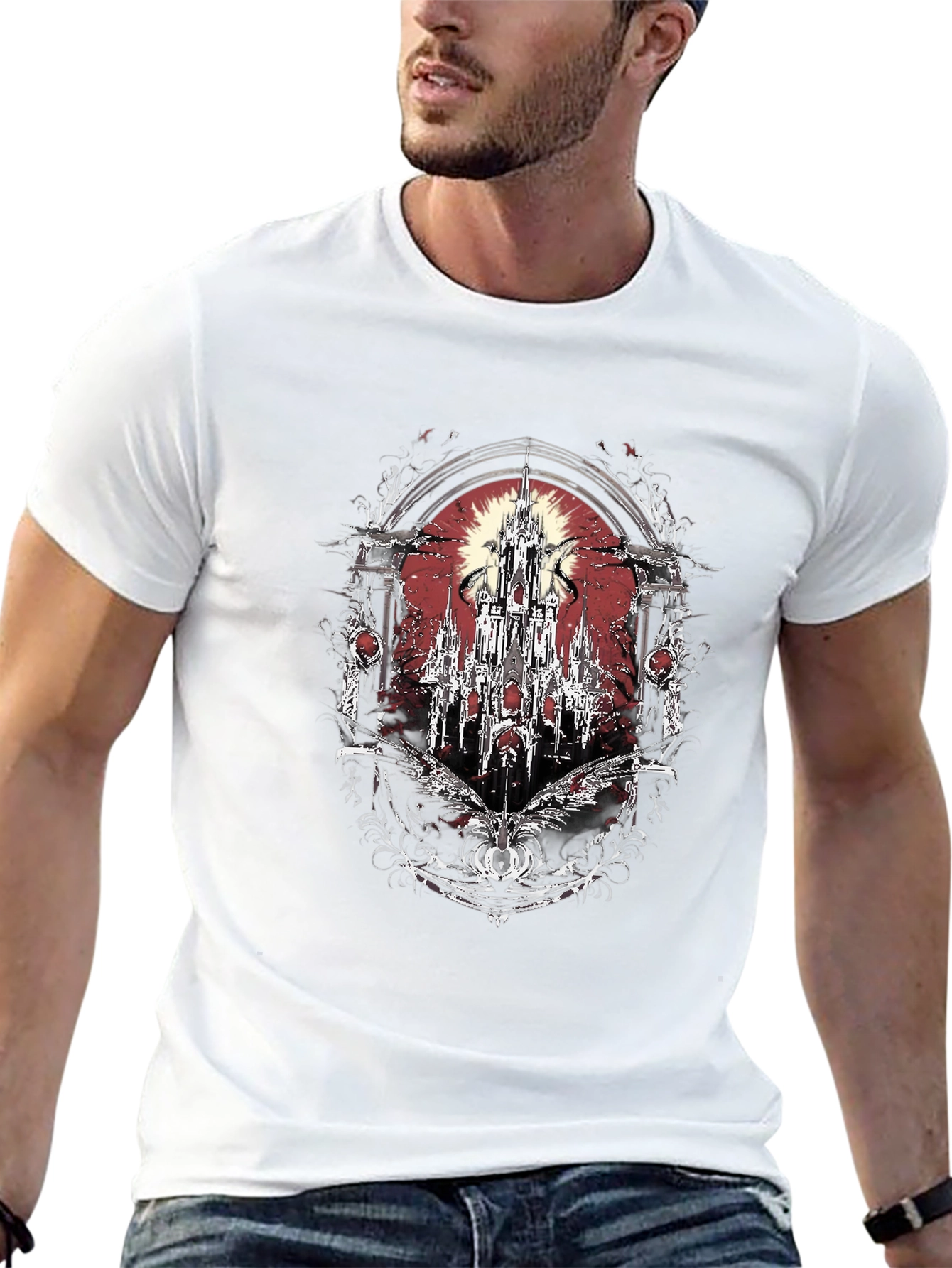 Gothic Castle T-Shirt - Dark Fantasy Tee