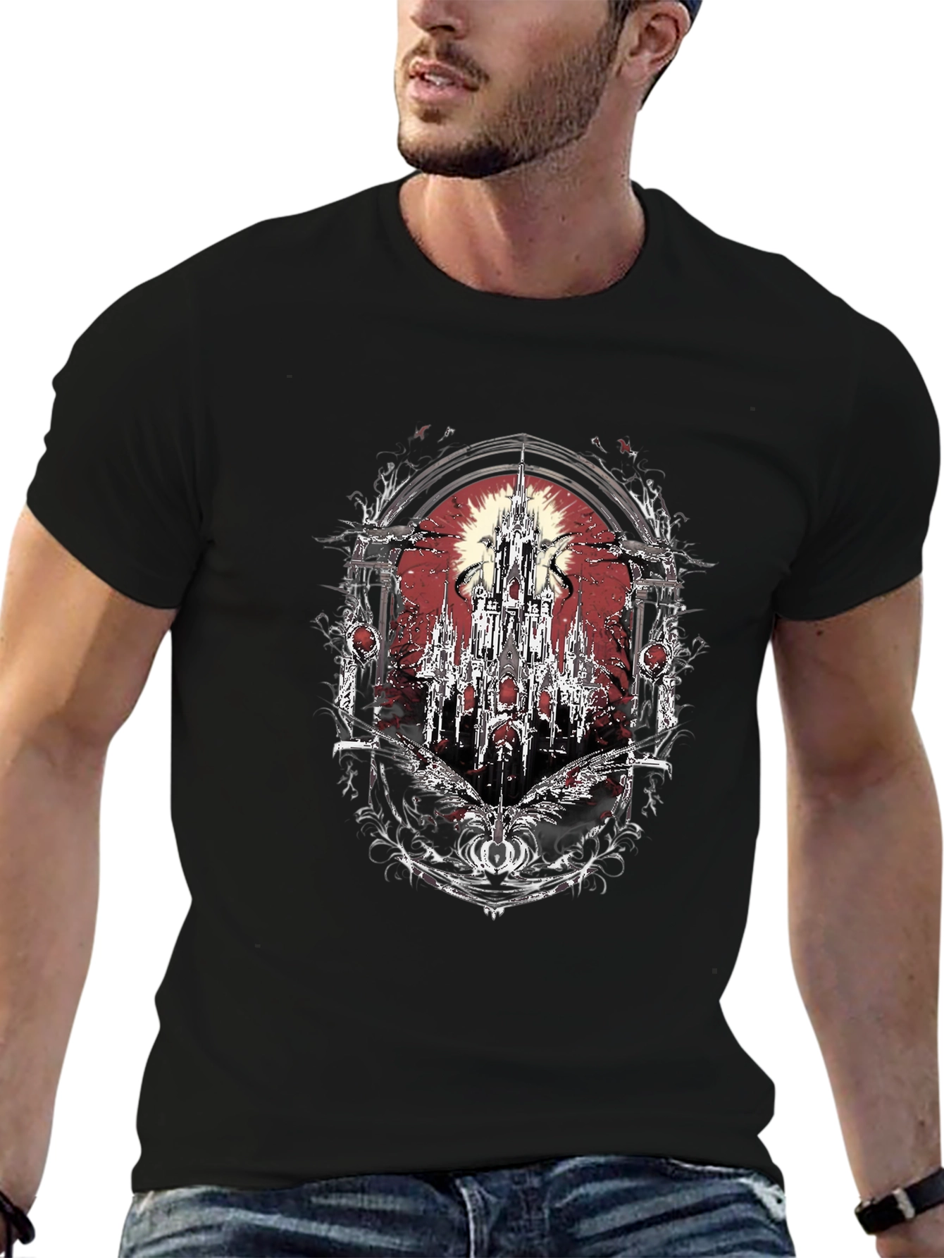 Gothic Castle T-Shirt - Dark Fantasy Tee