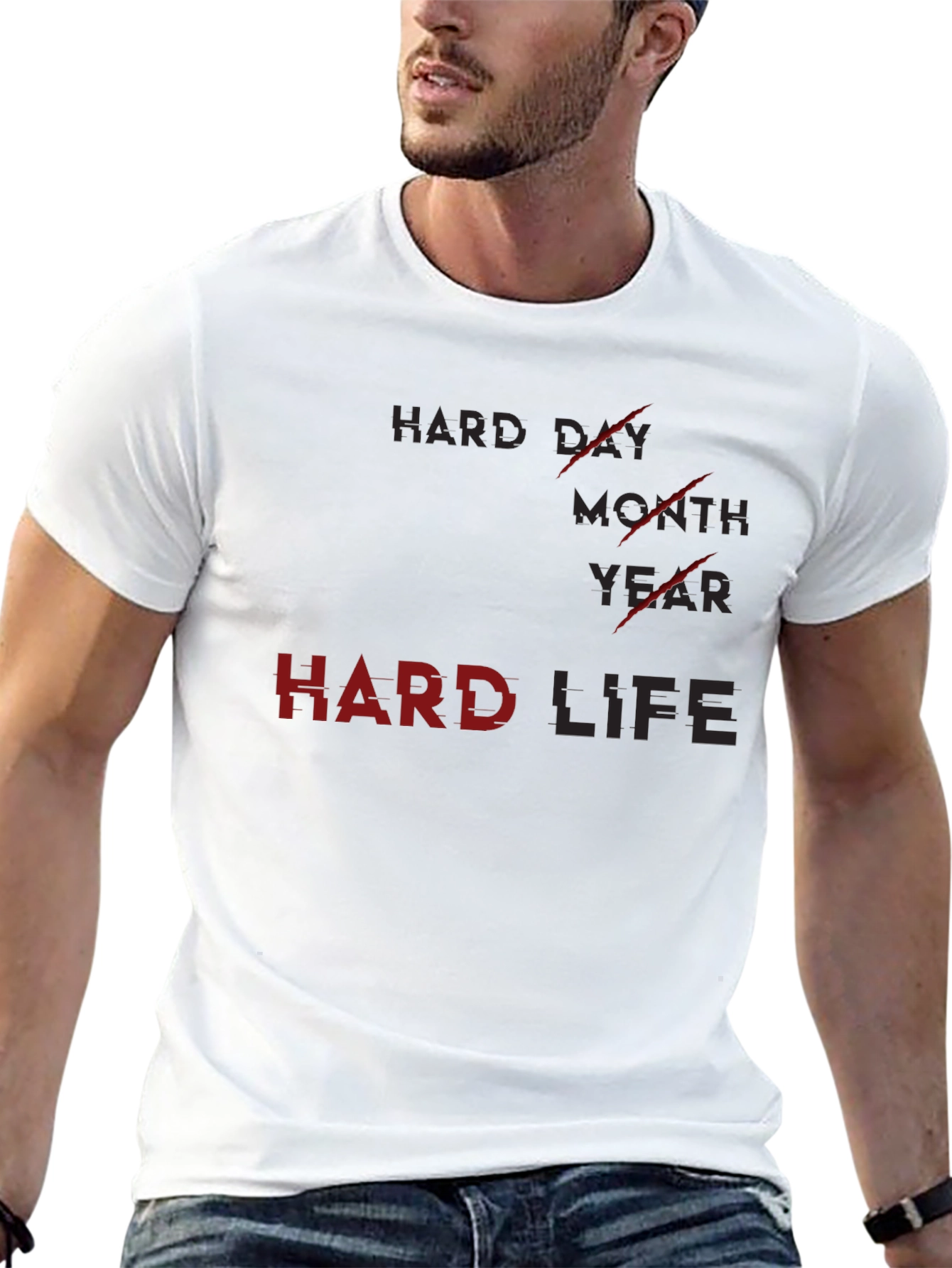 Hard Life Graphic Print Mens Black T-Shirt