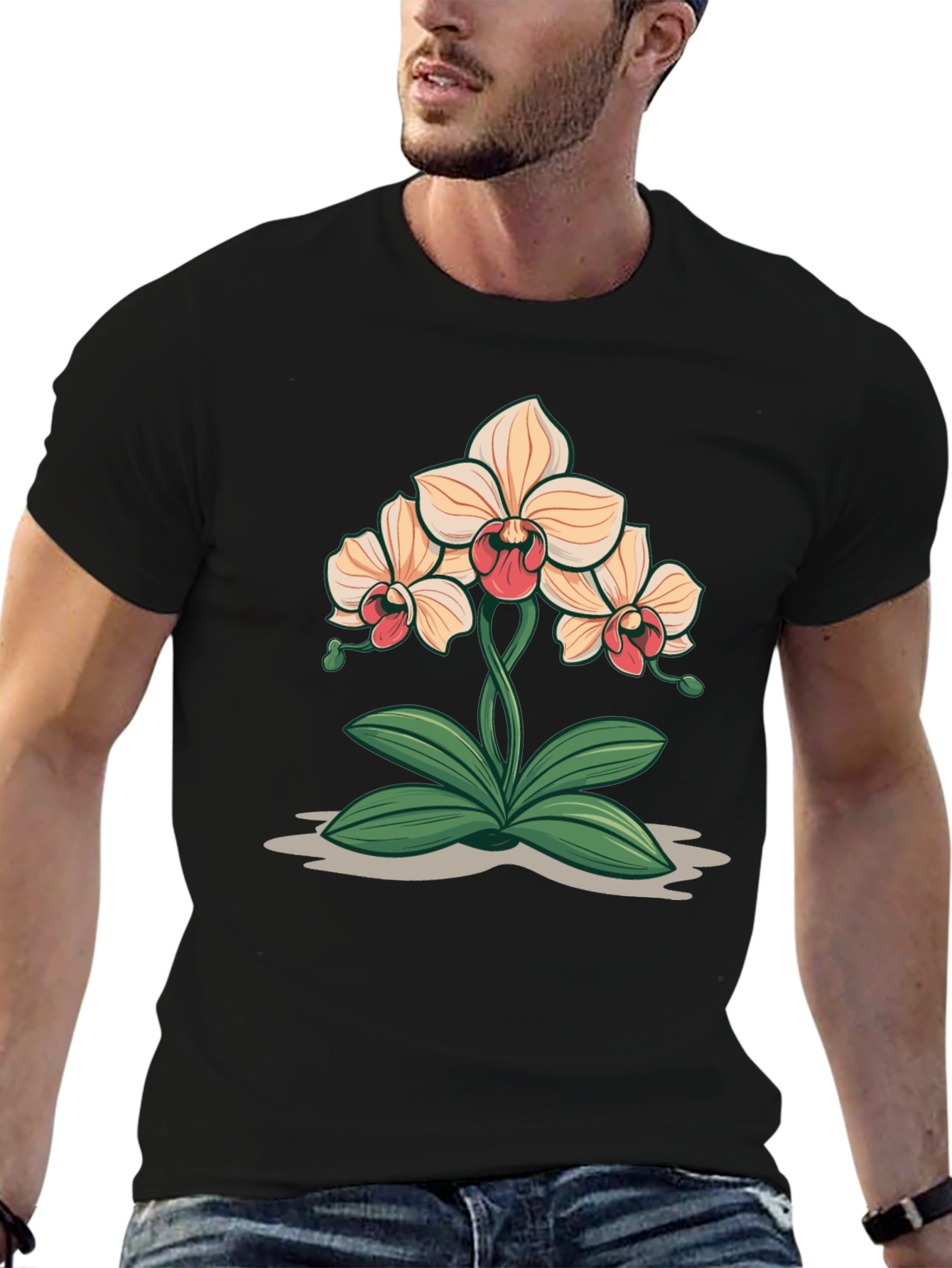 Orchid Graphic Black T-Shirt