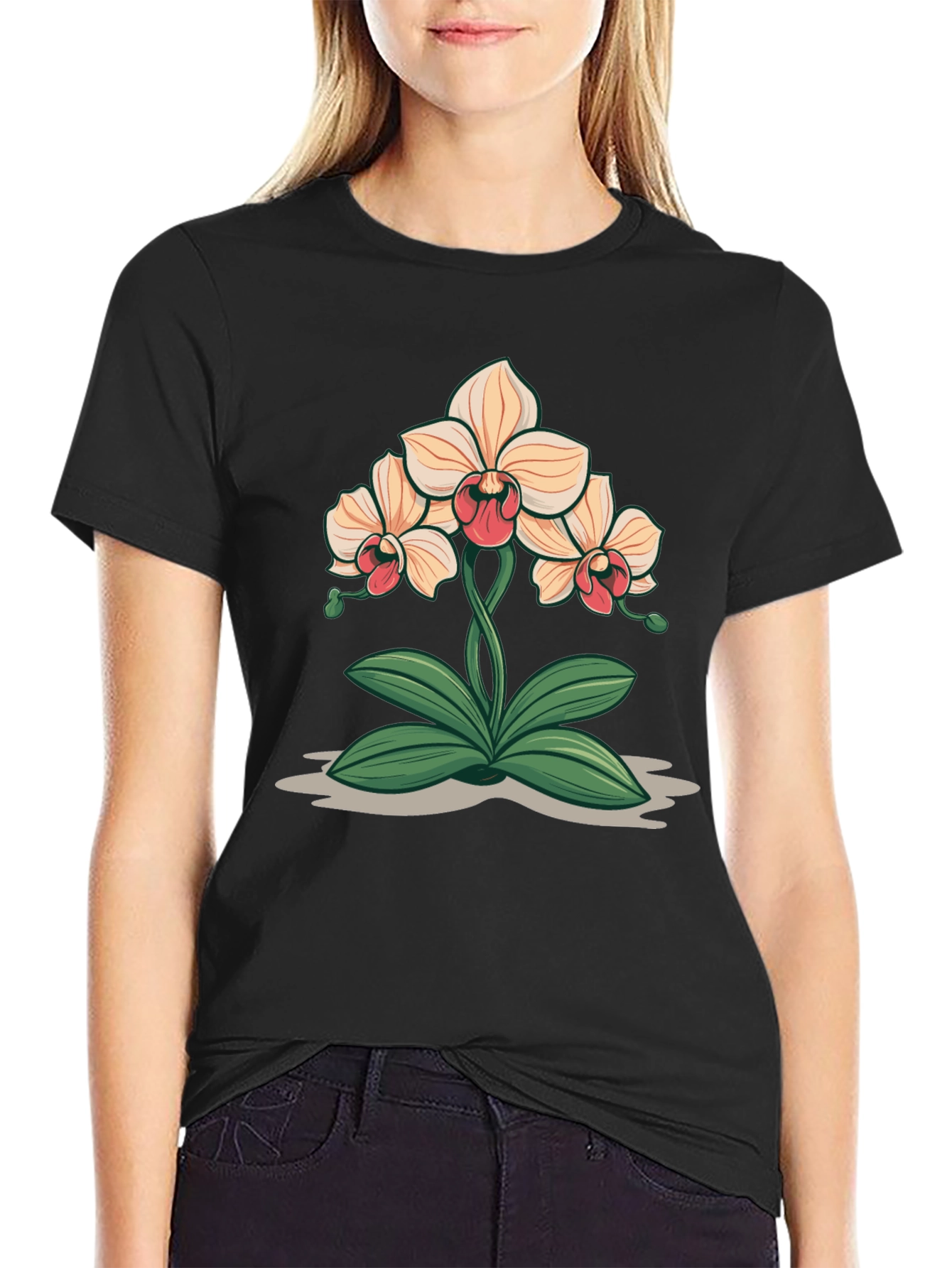 Orchid Graphic Black T-Shirt