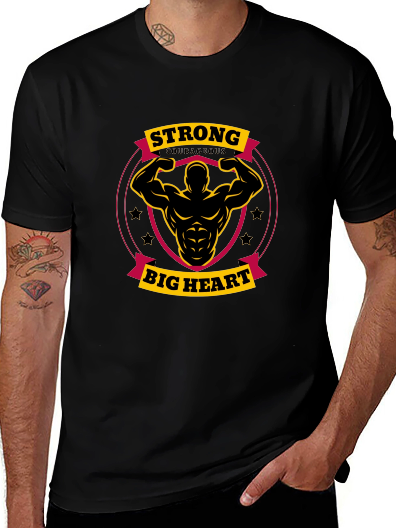 Strong Big Heart Graphic Tee - Black T-Shirt
