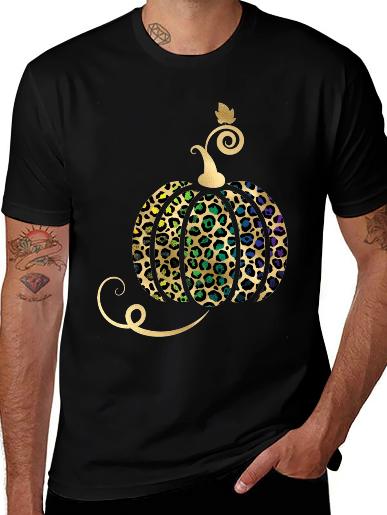Leopard Print Pumpkin Halloween T-Shirt