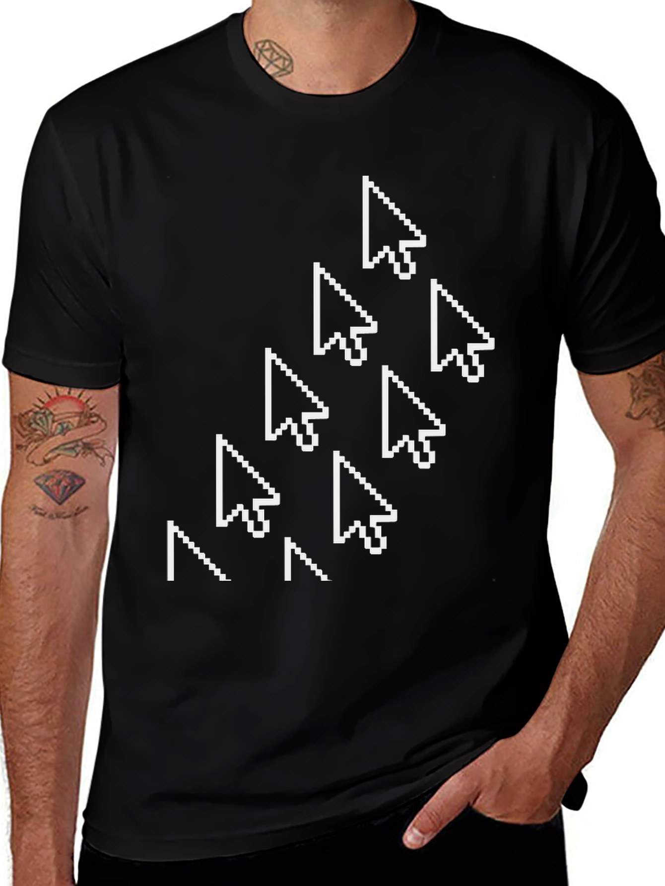 Pixel Cursor Arrow T-Shirt - Black