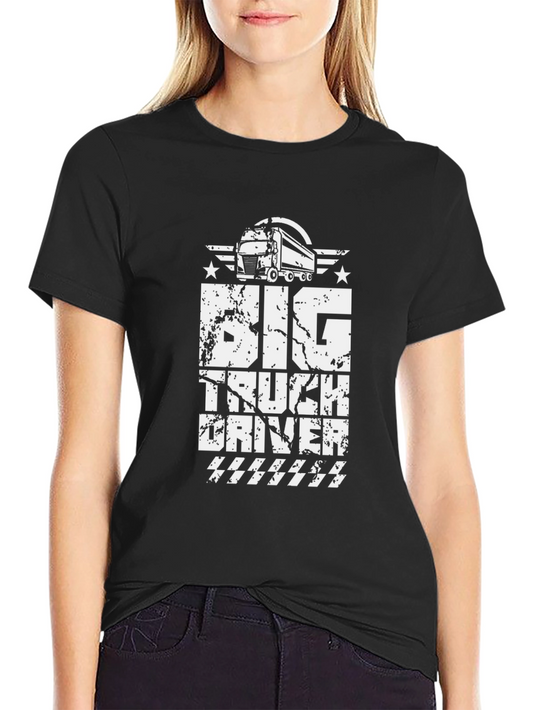 Big Truck Driver Graphic Tee - Black Cotton T-Shirt