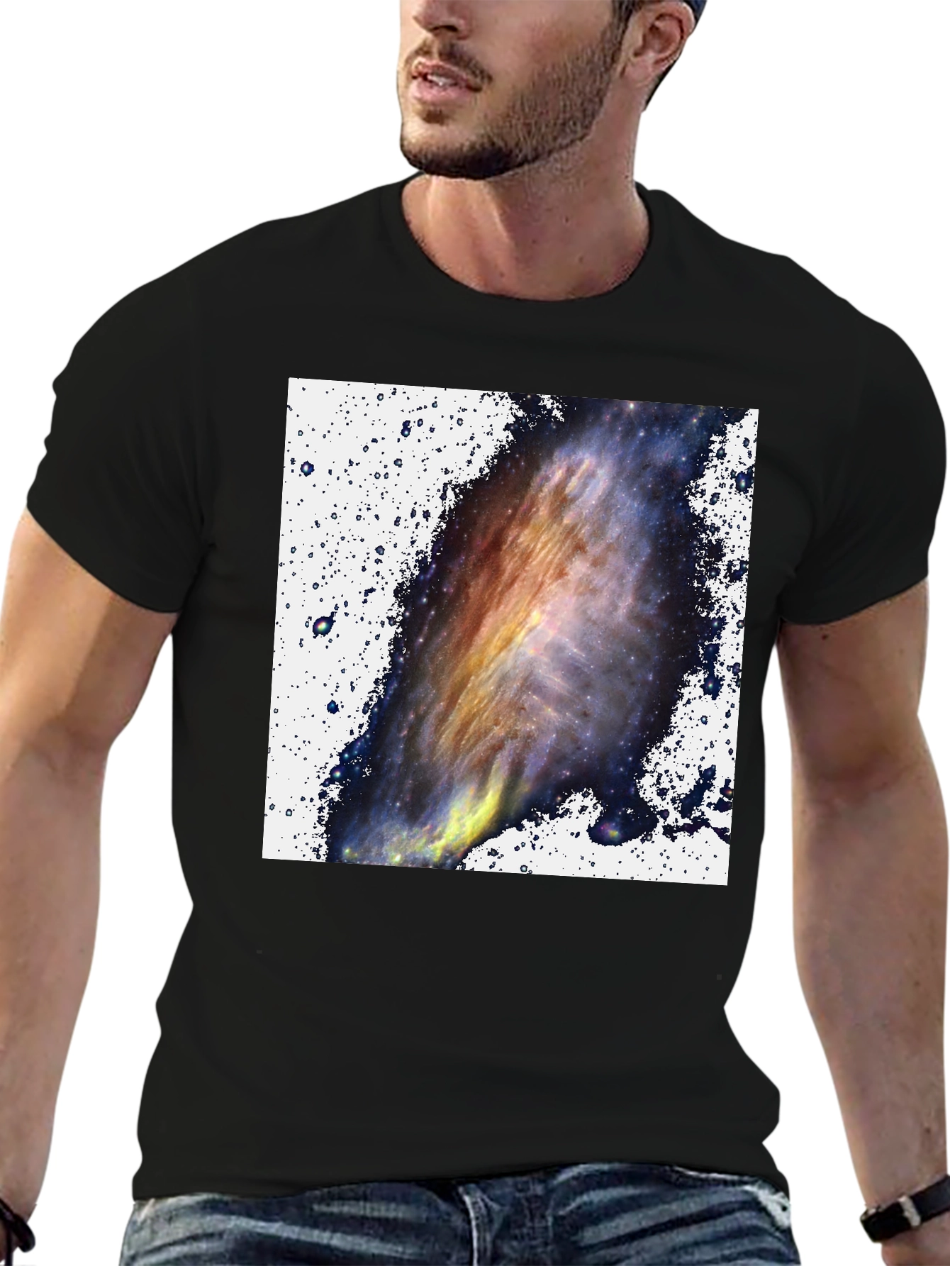 Galaxy Print Black T-Shirt - Celestial Style