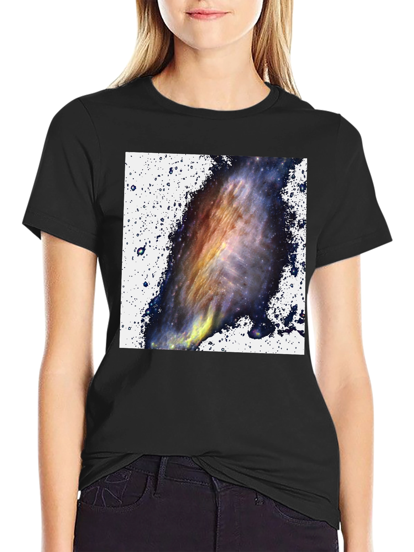Galaxy Print Black T-Shirt - Celestial Style