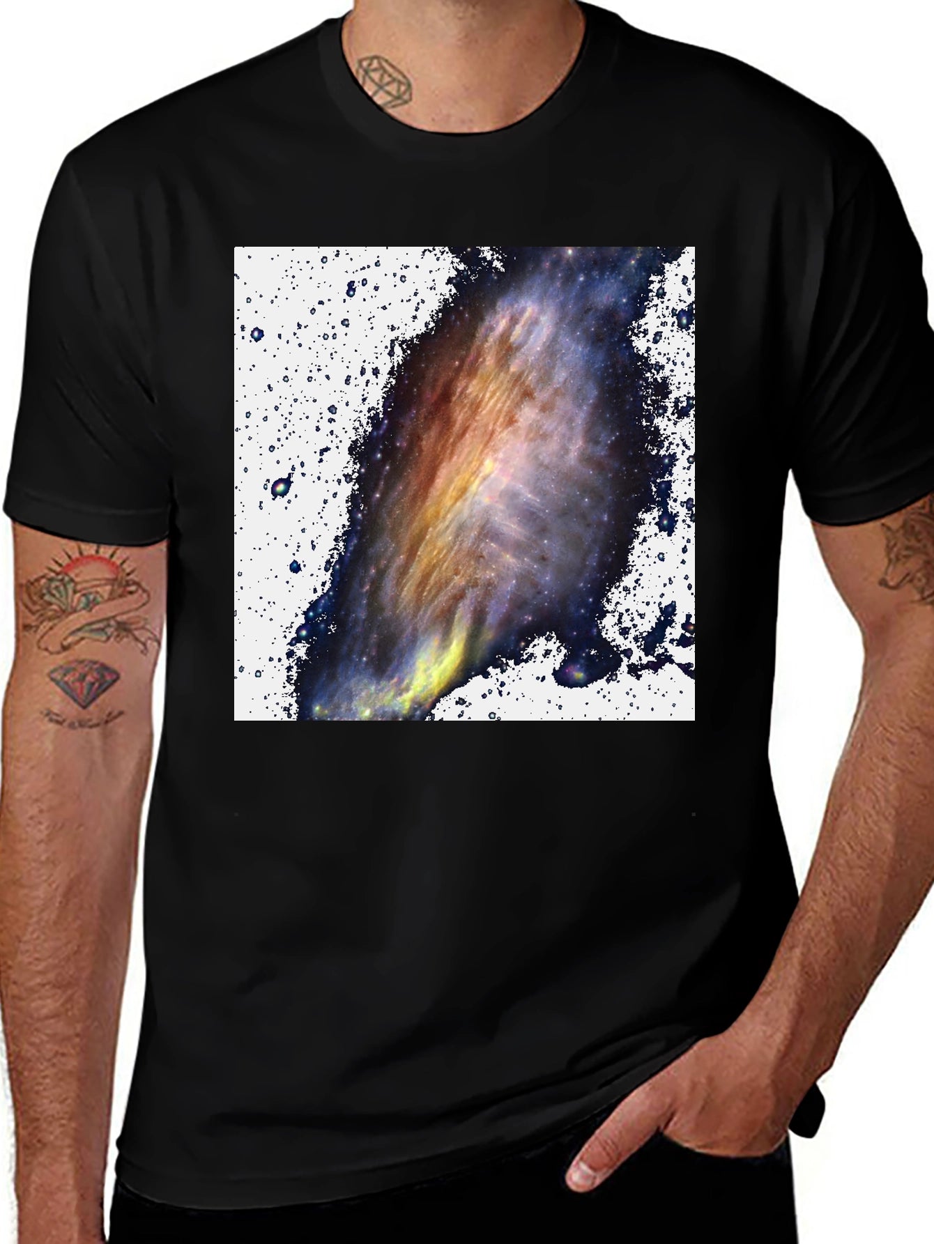Galaxy Print Black T-Shirt - Celestial Style