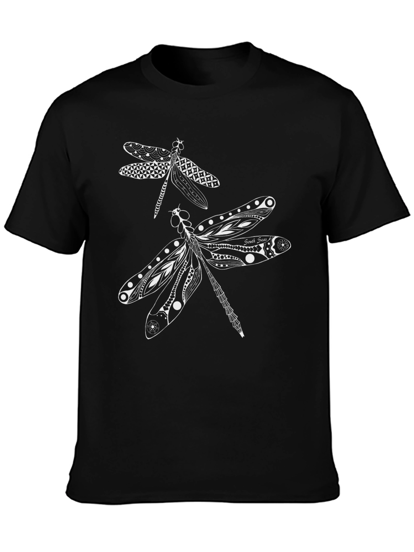 Dragonfly Graphic Print Black T-Shirt