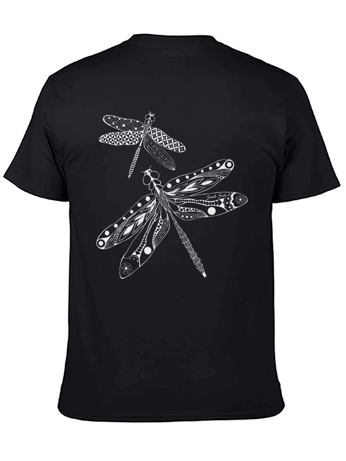 Dragonfly Graphic Print Black T-Shirt
