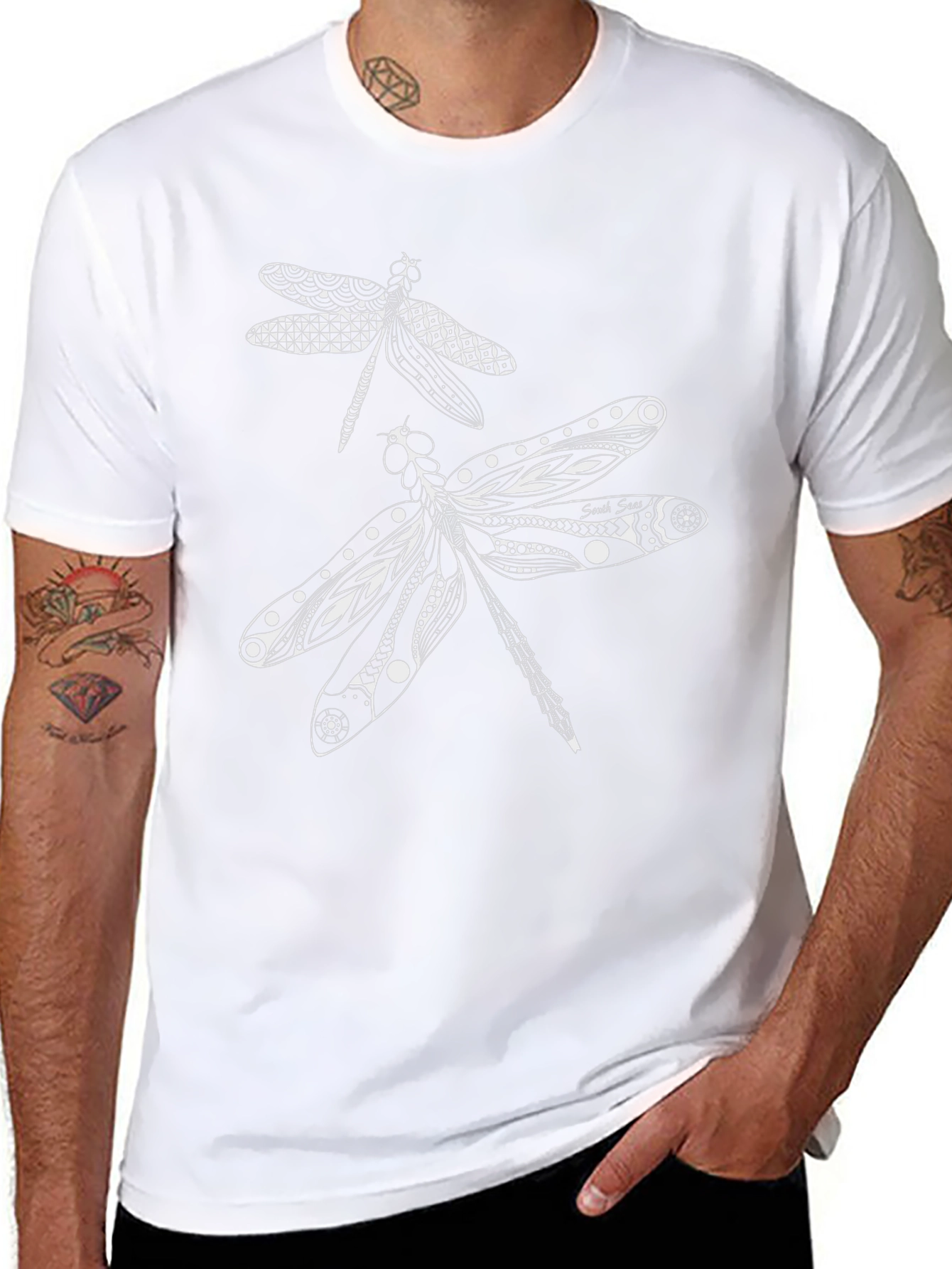 Dragonfly Graphic Print Black T-Shirt