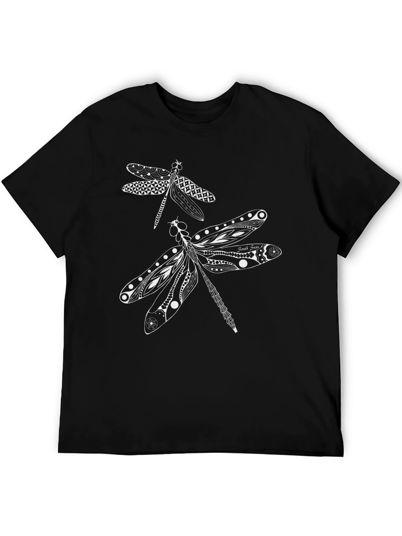 Dragonfly Graphic Print Black T-Shirt