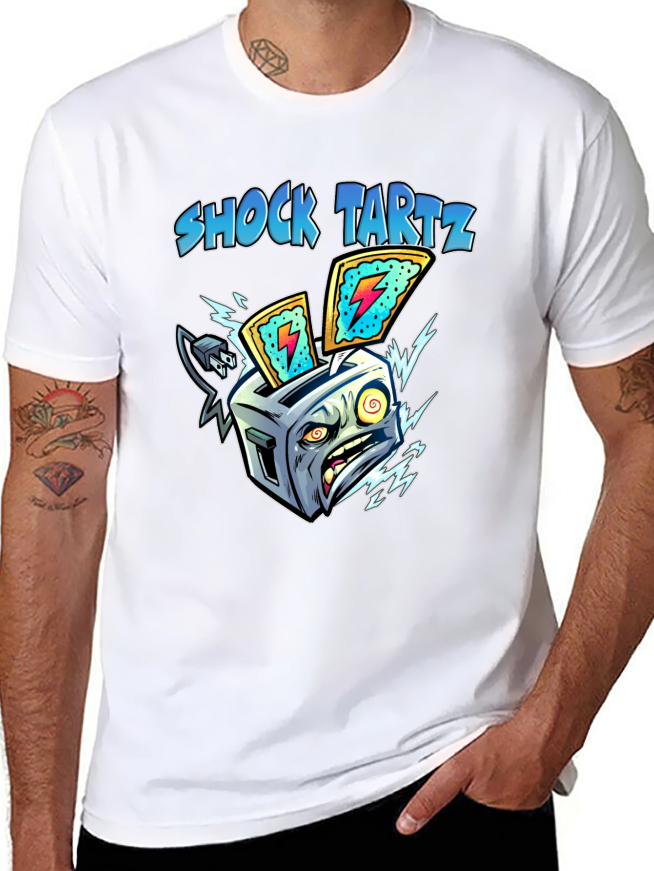 Shock Tartz Graphic T-Shirt - Electrifying Toaster Design