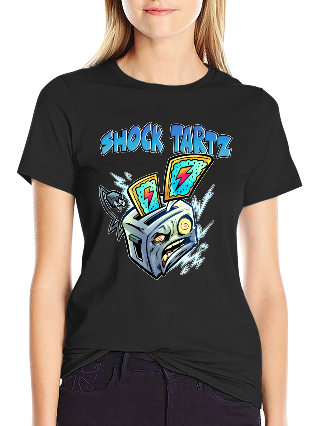 Shock Tartz Graphic T-Shirt - Electrifying Toaster Design