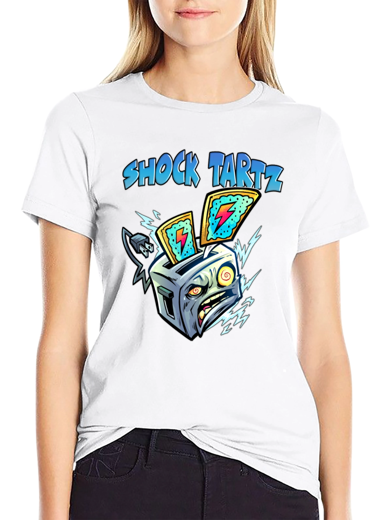 Shock Tartz Graphic T-Shirt - Electrifying Toaster Design