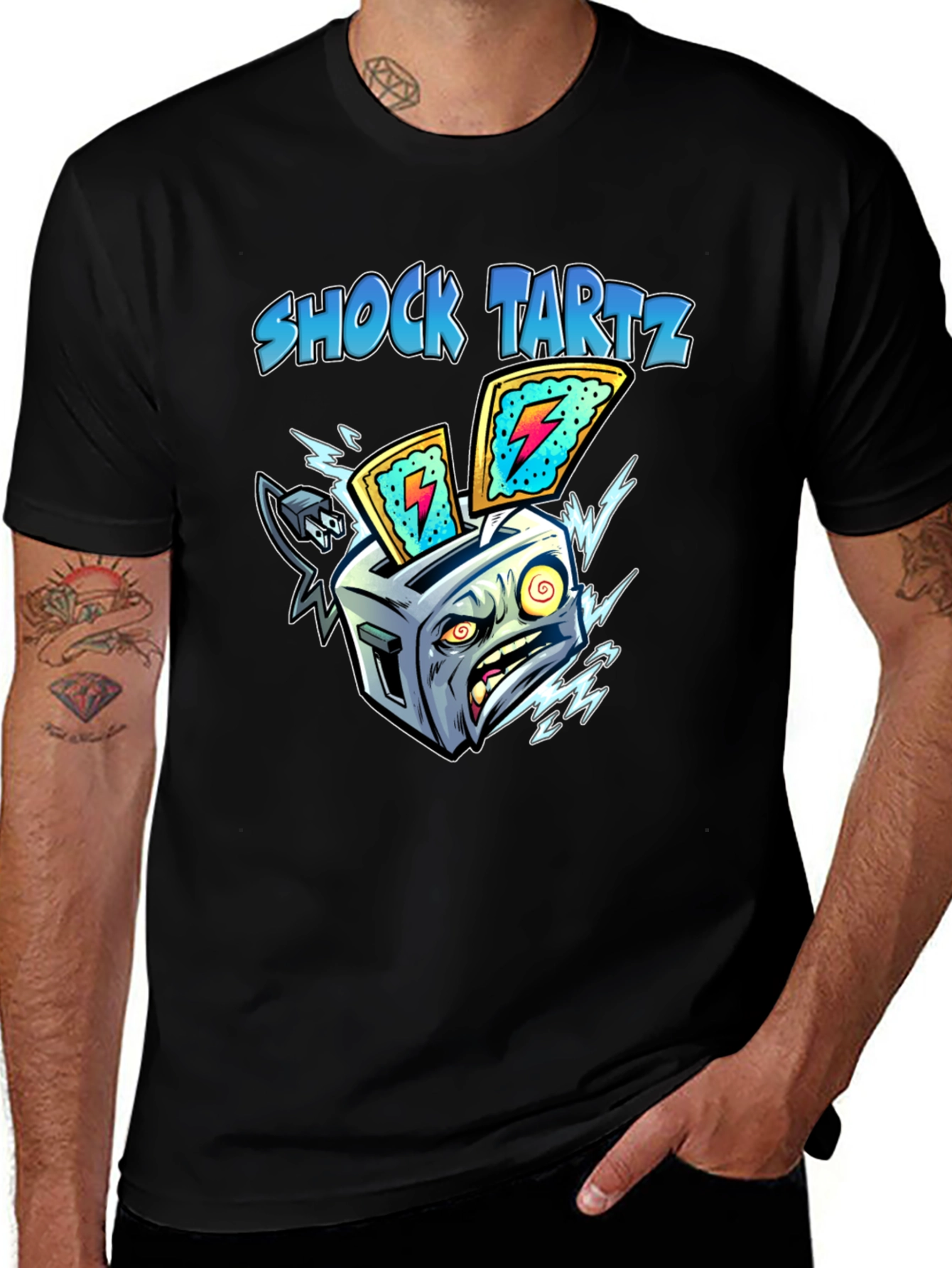 Shock Tartz Graphic T-Shirt - Electrifying Toaster Design