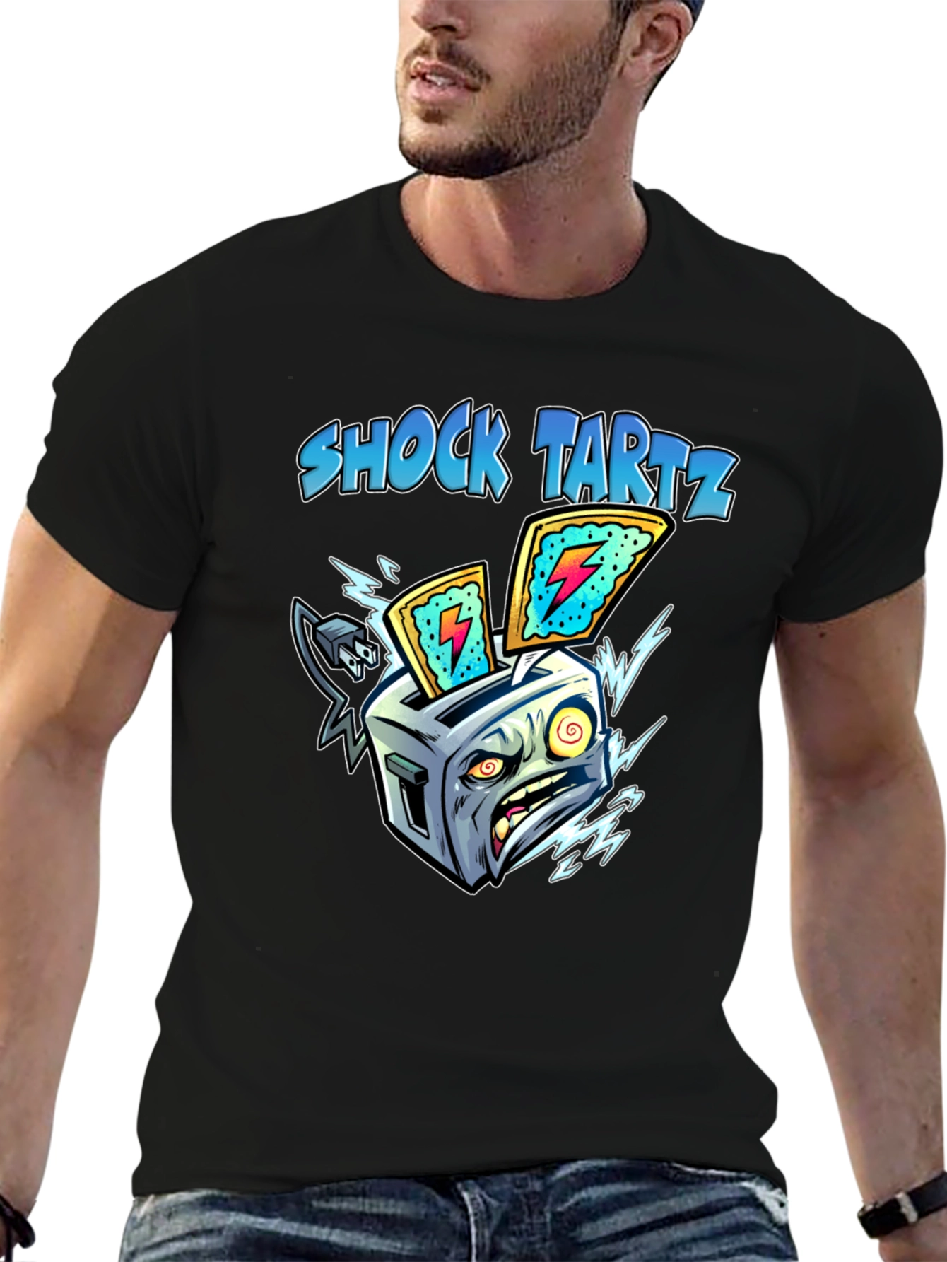Shock Tartz Graphic T-Shirt - Electrifying Toaster Design