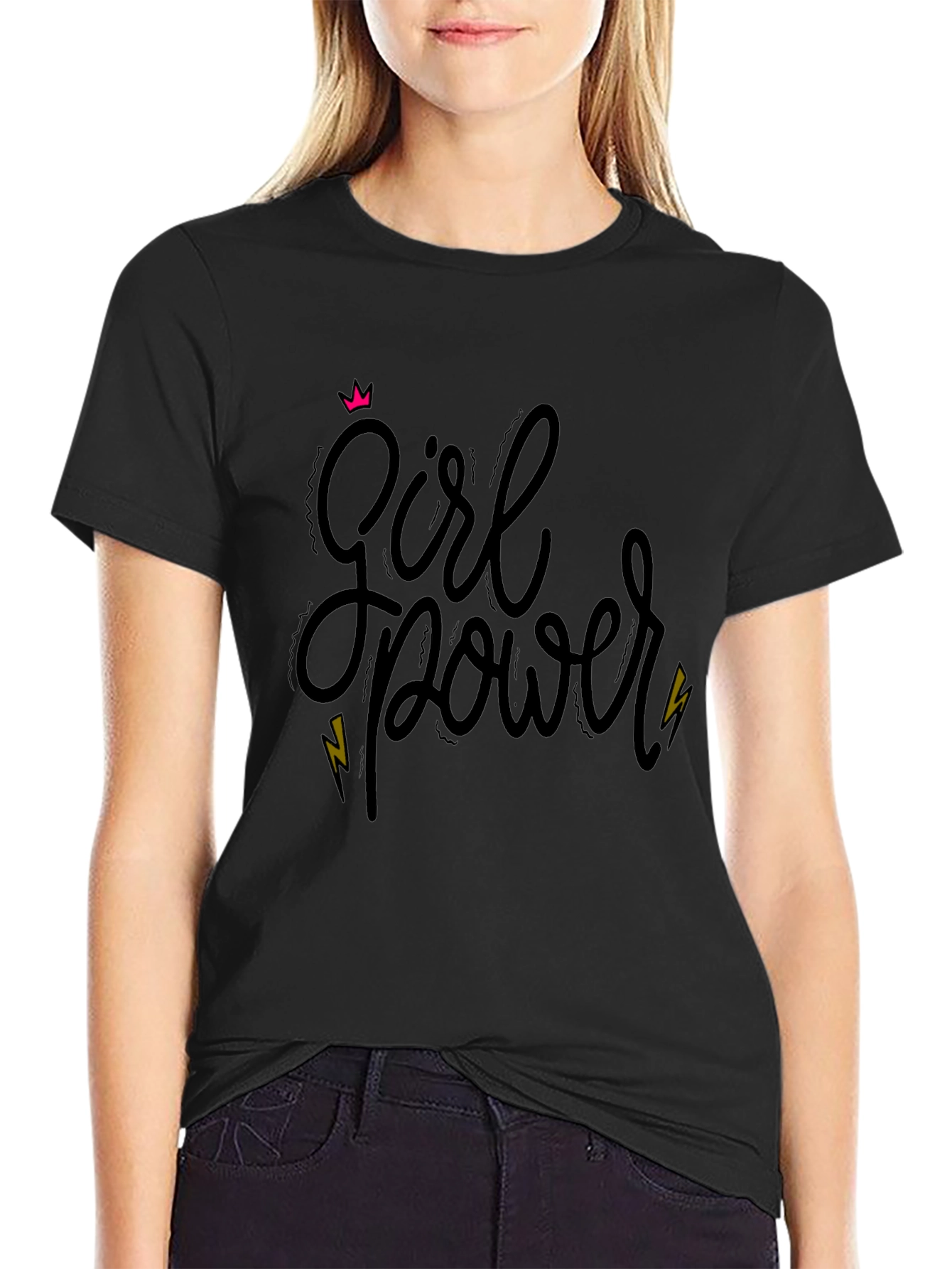 Girl Power Black Graphic Tee - Empowering Style