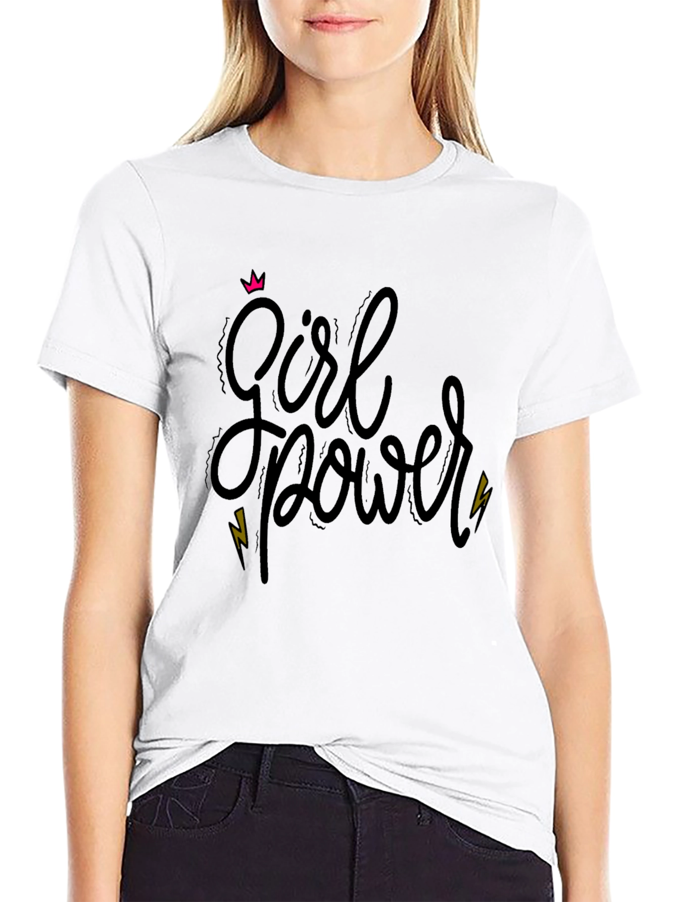 Girl Power Black Graphic Tee - Empowering Style