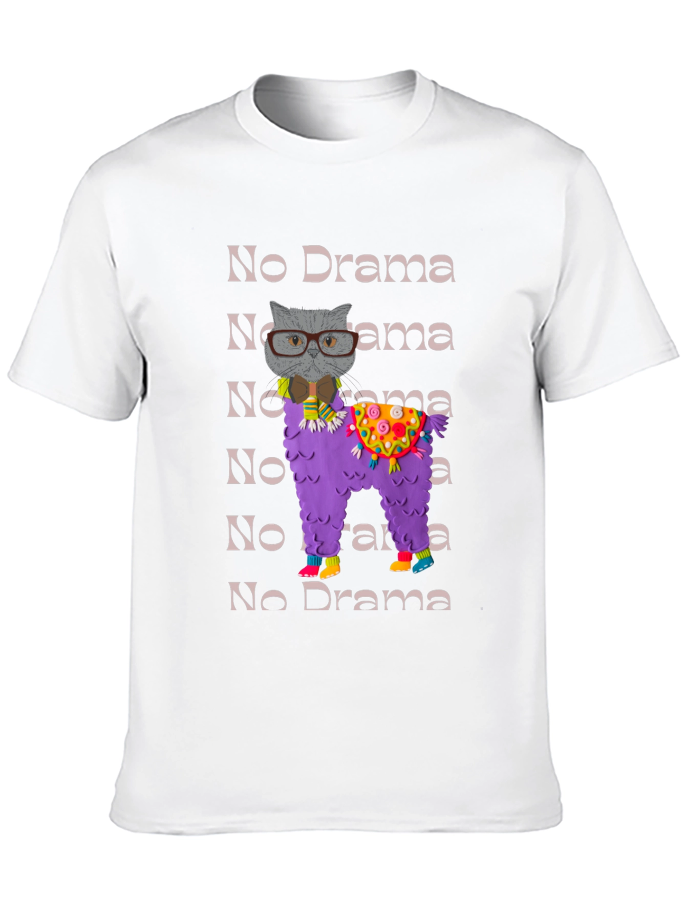 No Drama Llama & Cat T-Shirt Funny Graphic Tee