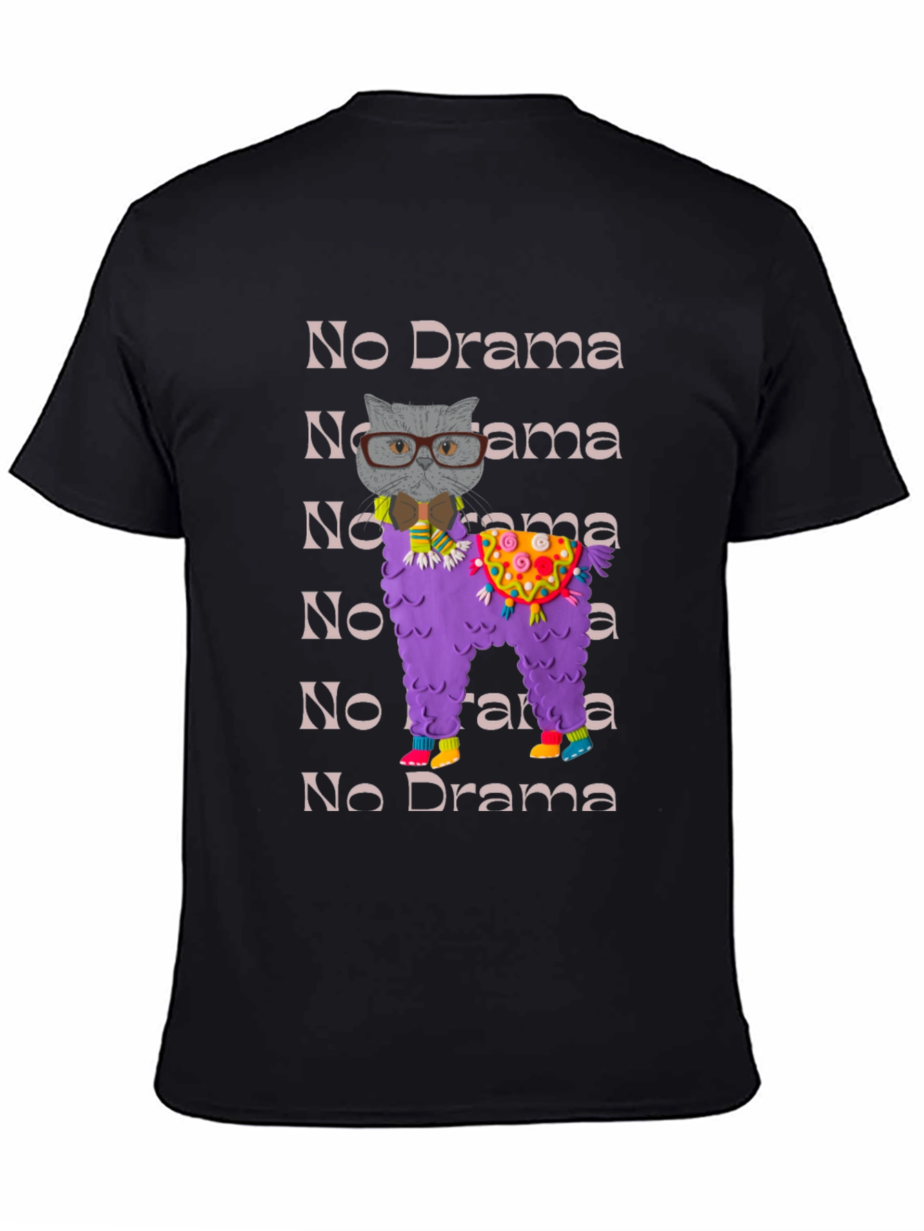No Drama Llama & Cat T-Shirt Funny Graphic Tee