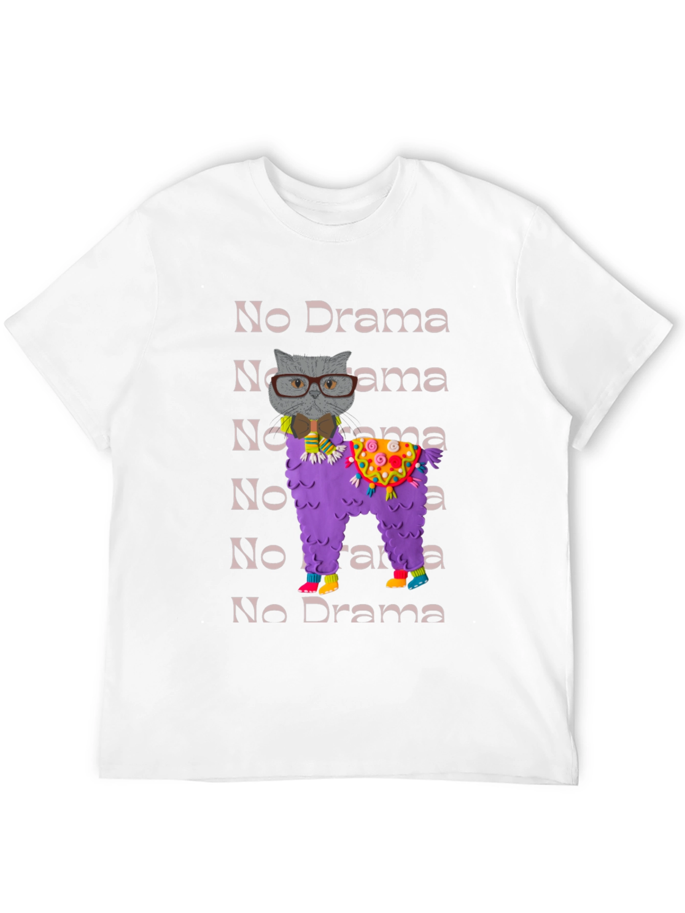 No Drama Llama & Cat T-Shirt Funny Graphic Tee