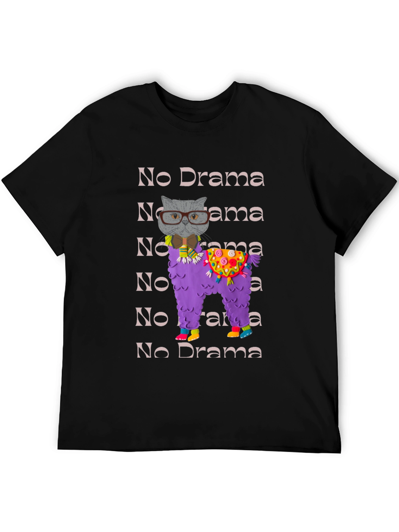 No Drama Llama & Cat T-Shirt Funny Graphic Tee