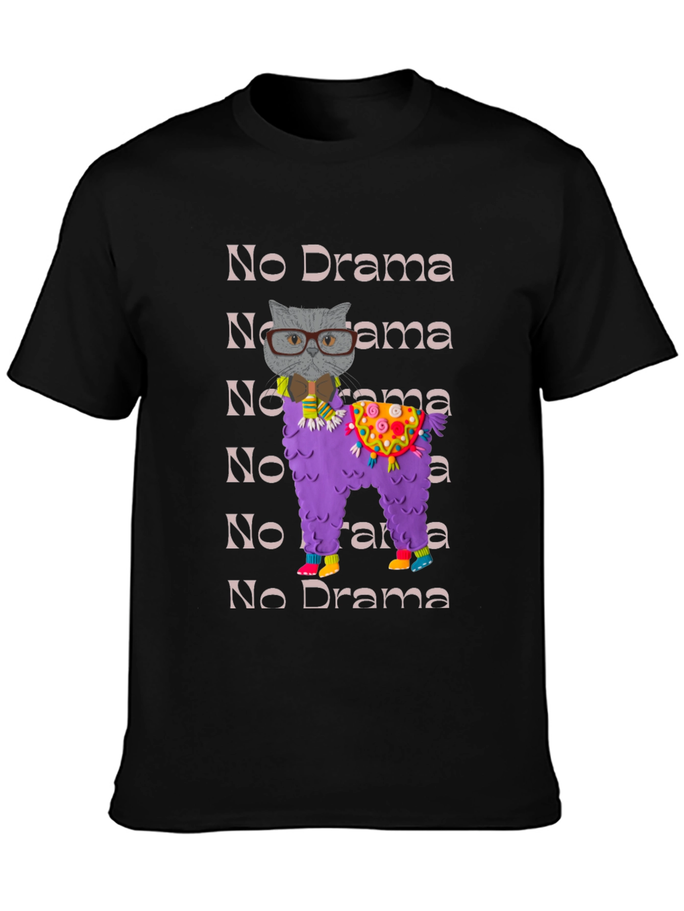 No Drama Llama & Cat T-Shirt Funny Graphic Tee