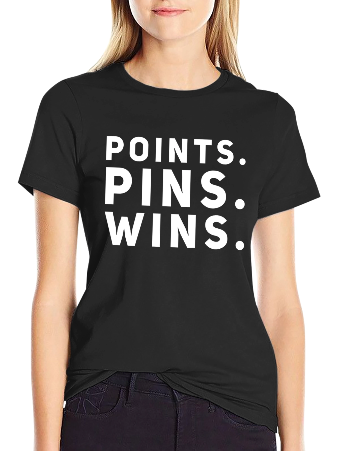 Points Pins Wins Black Graphic Tee