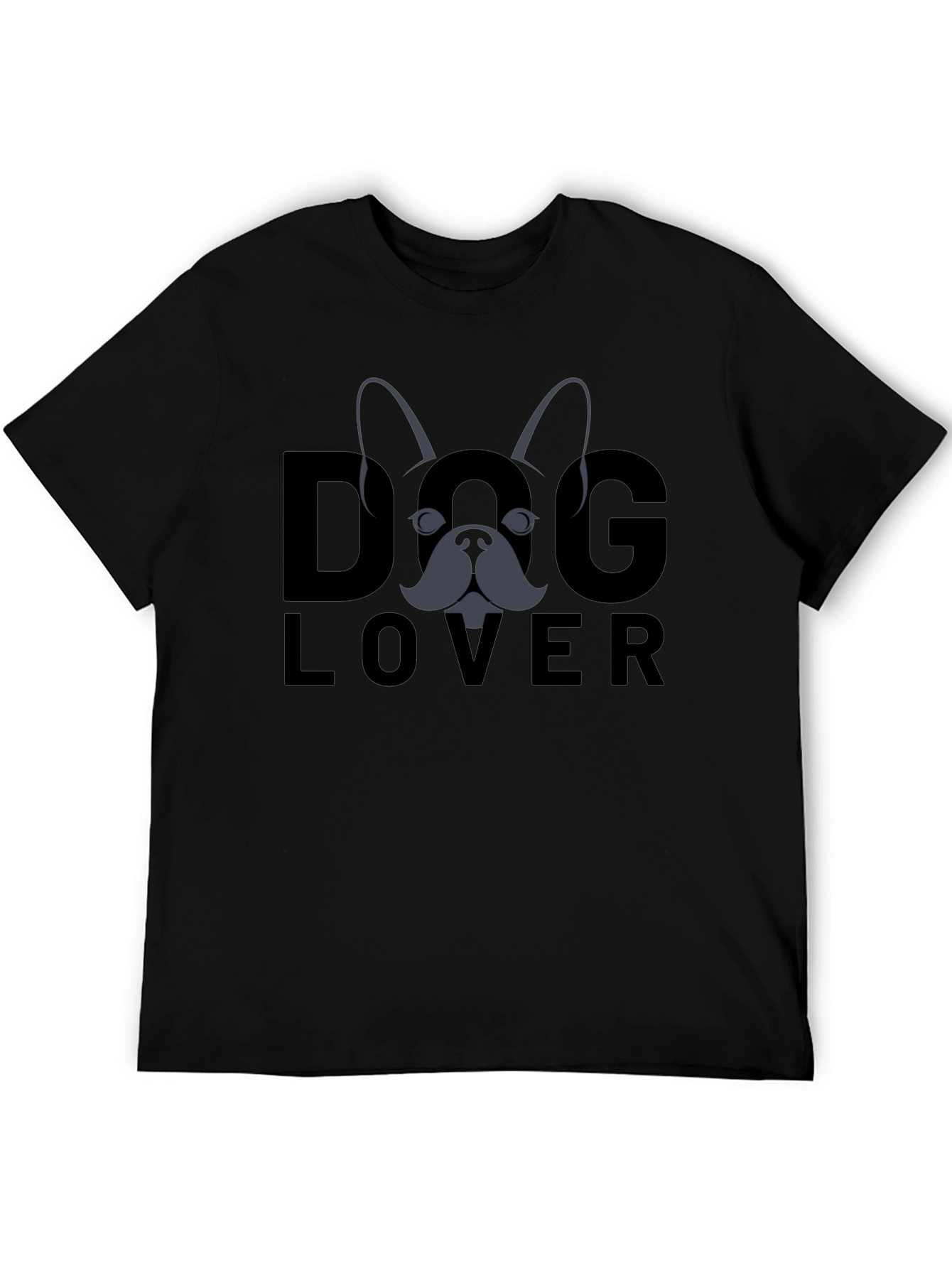 Dog Lover Graphic Tee - Black Cotton T-Shirt