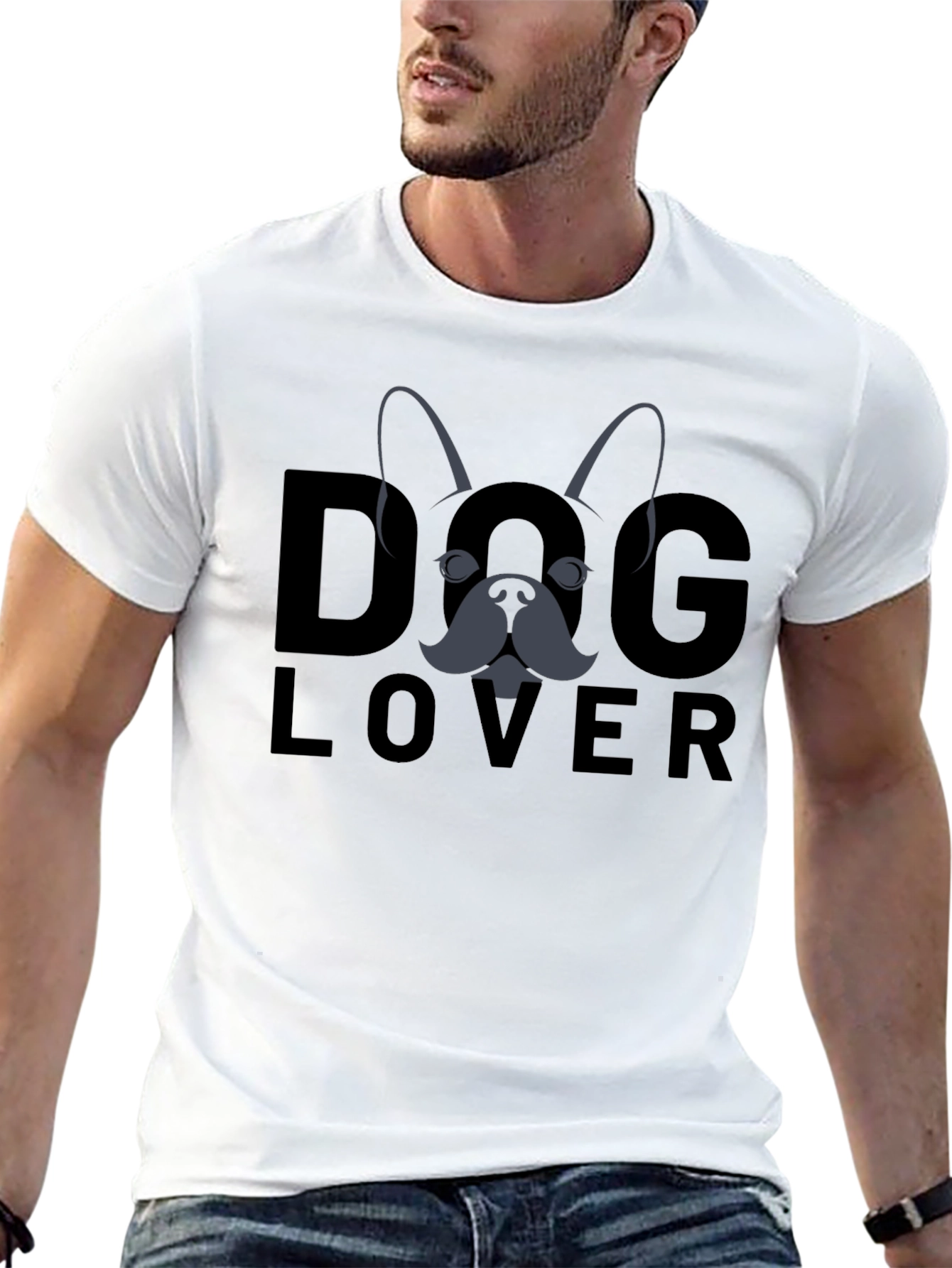 Dog Lover Graphic Tee - Black Cotton T-Shirt