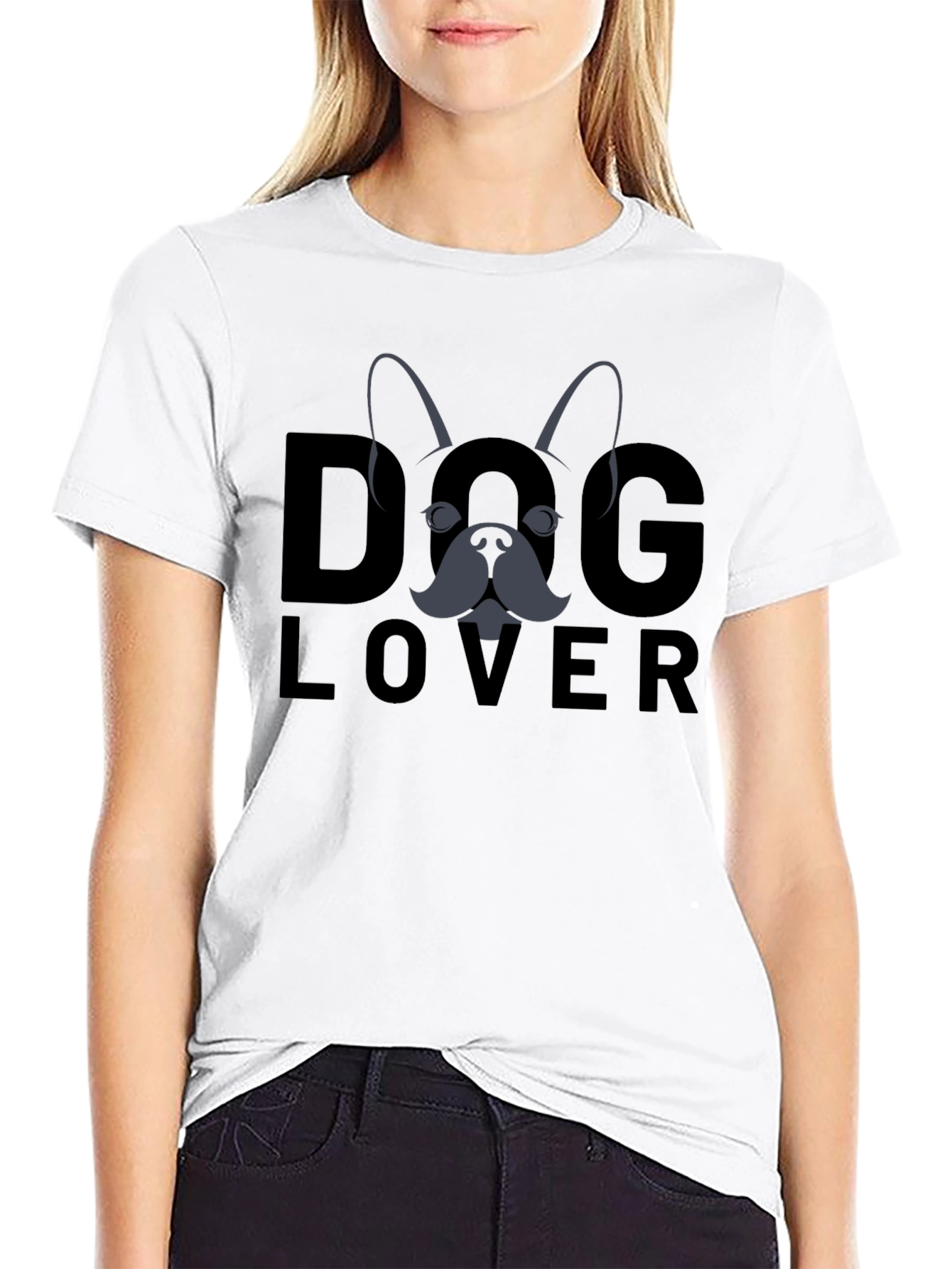 Dog Lover Graphic Tee - Black Cotton T-Shirt