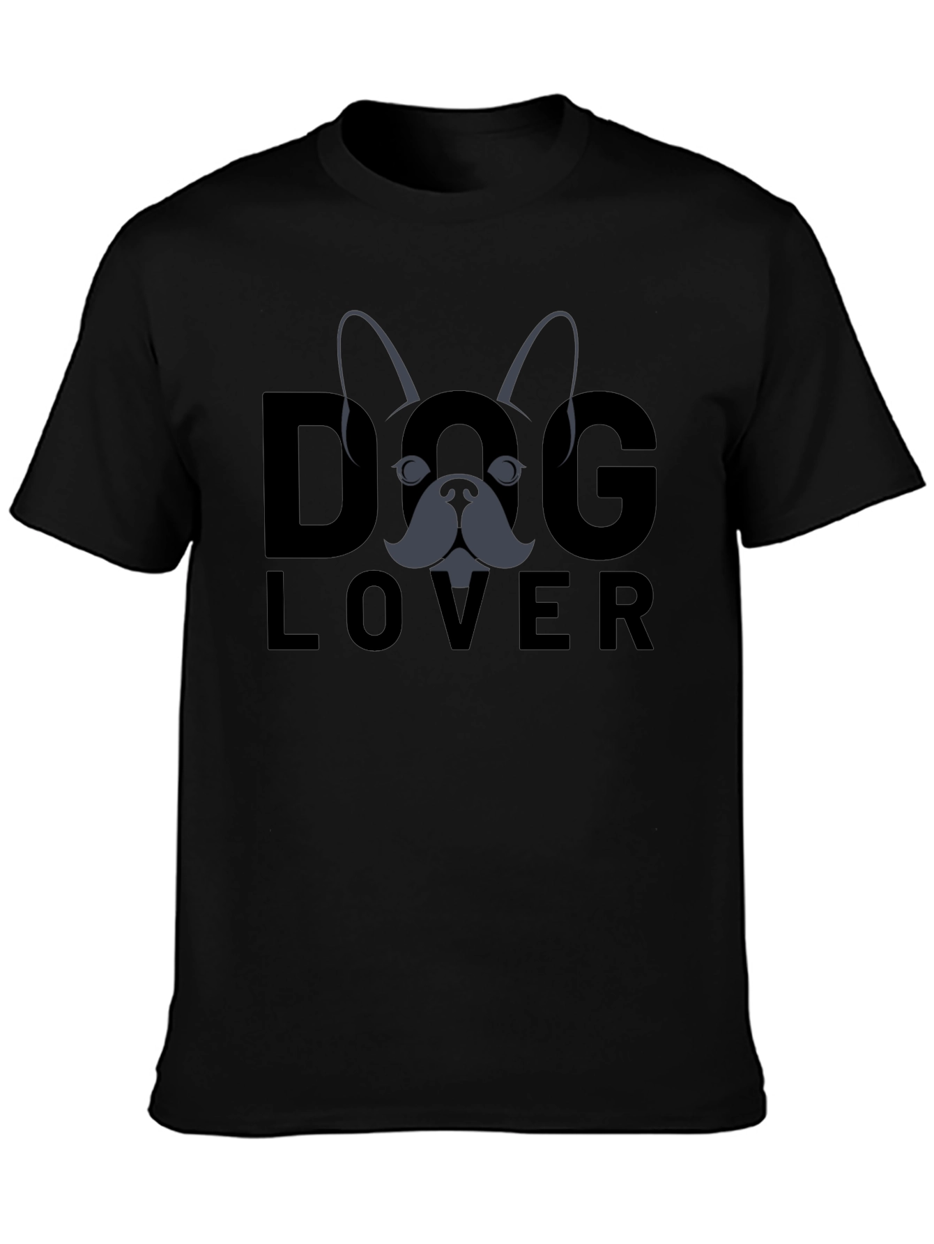 Dog Lover Graphic Tee - Black Cotton T-Shirt