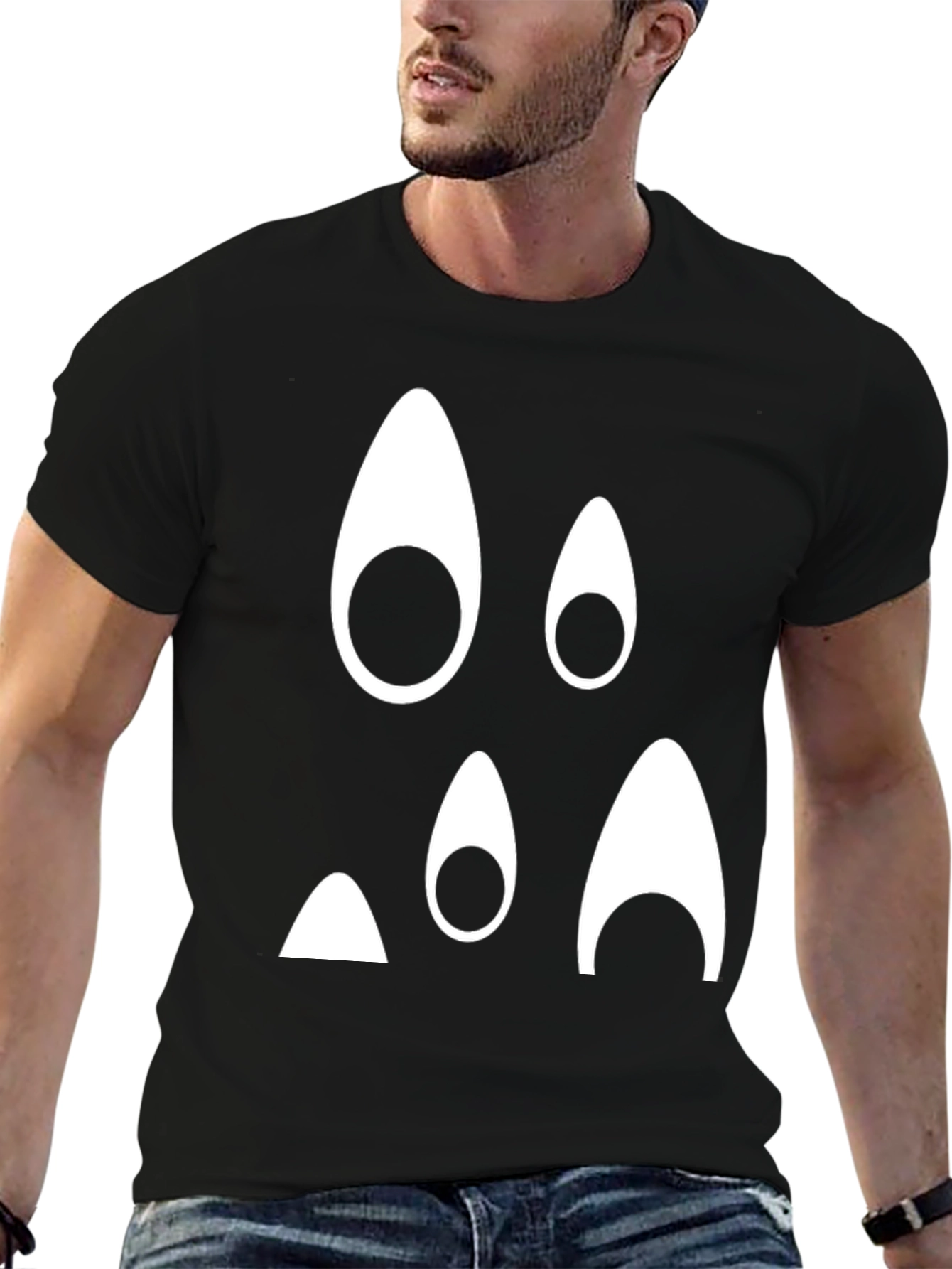 Funny Ghost Face Black T-Shirt
